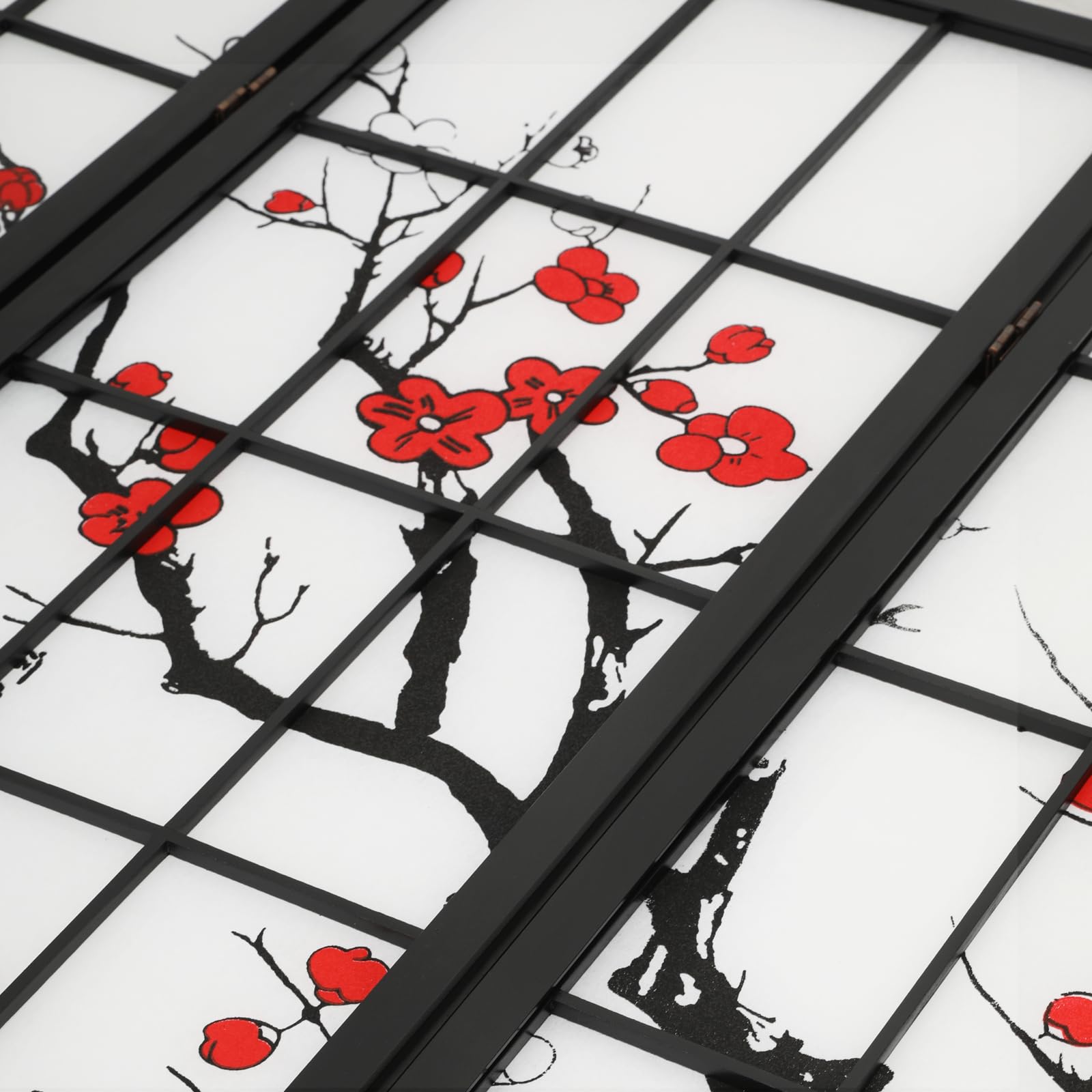 4 Panel Chinese Style Room Divider - Freestanding Privacy Screen with Plum Blossom Design for Bedroom, Office & Dressing Area | Temporary Wall Partition & Space Separator