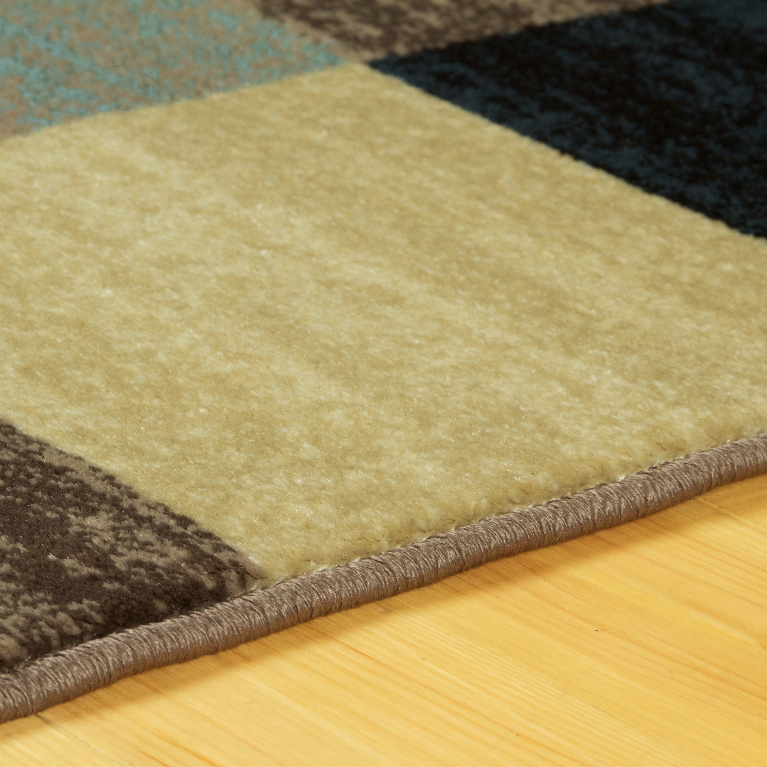 Stylish Rockway Geometric Checkered Block Indoor Area Rug - Non-Slip Floor Mat for Living Room, Bedroom, Office Decor - Perfect for Home, Apartment & Dorm Room