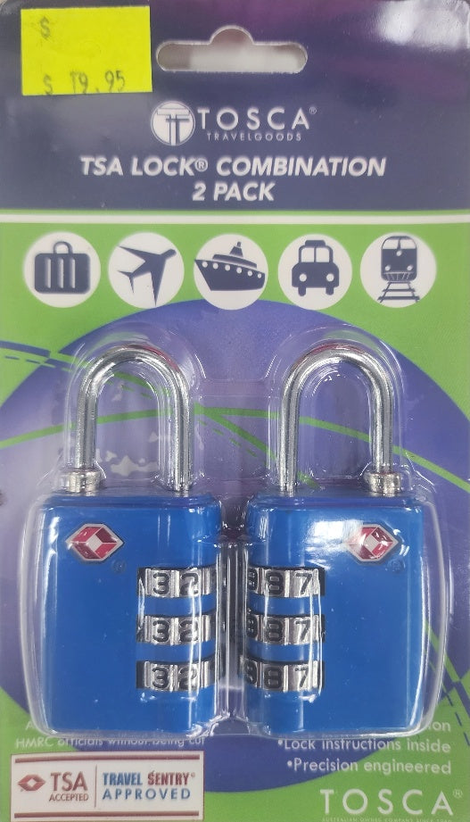 Tosca TCA051 2-Pack TSA Approved Combination Luggage Locks - Blue | Secure Travel Bags & Suitcases for Airports