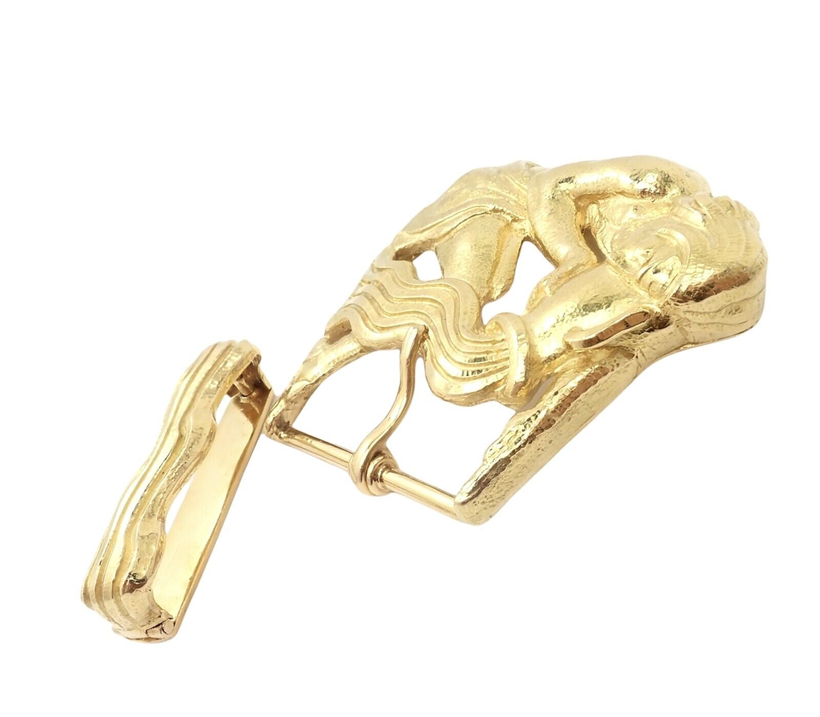 Vintage David Webb 18k Yellow Gold Zodiac Aquarius Belt Buckle - 1980s Luxury Collectible Jewelry for Fashion & Special Occasions