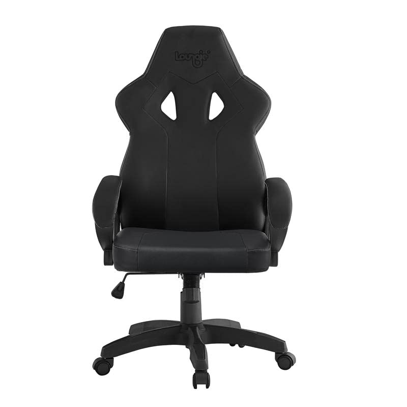 Posh Living Makaila Faux Leather Gaming Chair Black - Ergonomic Racing Style Video Game Chair for PC, Console & Office Use - Comfortable Seat for Gamers & Home Office Workers