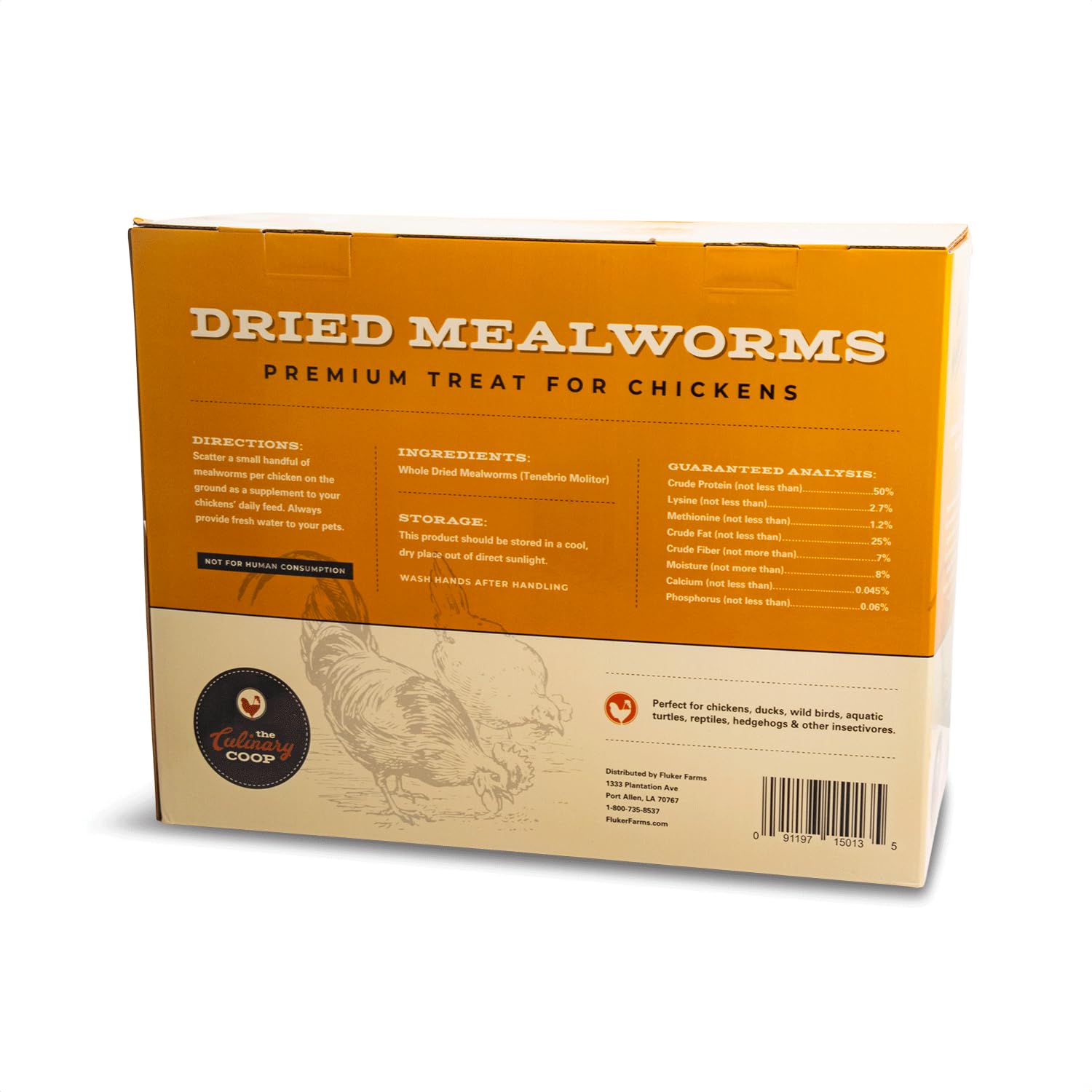 Fluker's Culinary Coop Premium High-Protein Dried Mealworms - 10lb Bulk Chicken Treats for Birds & Reptiles | Nutritious Pet Food Supplement for Backyard Chickens, Wild Birds & Exotic Pets