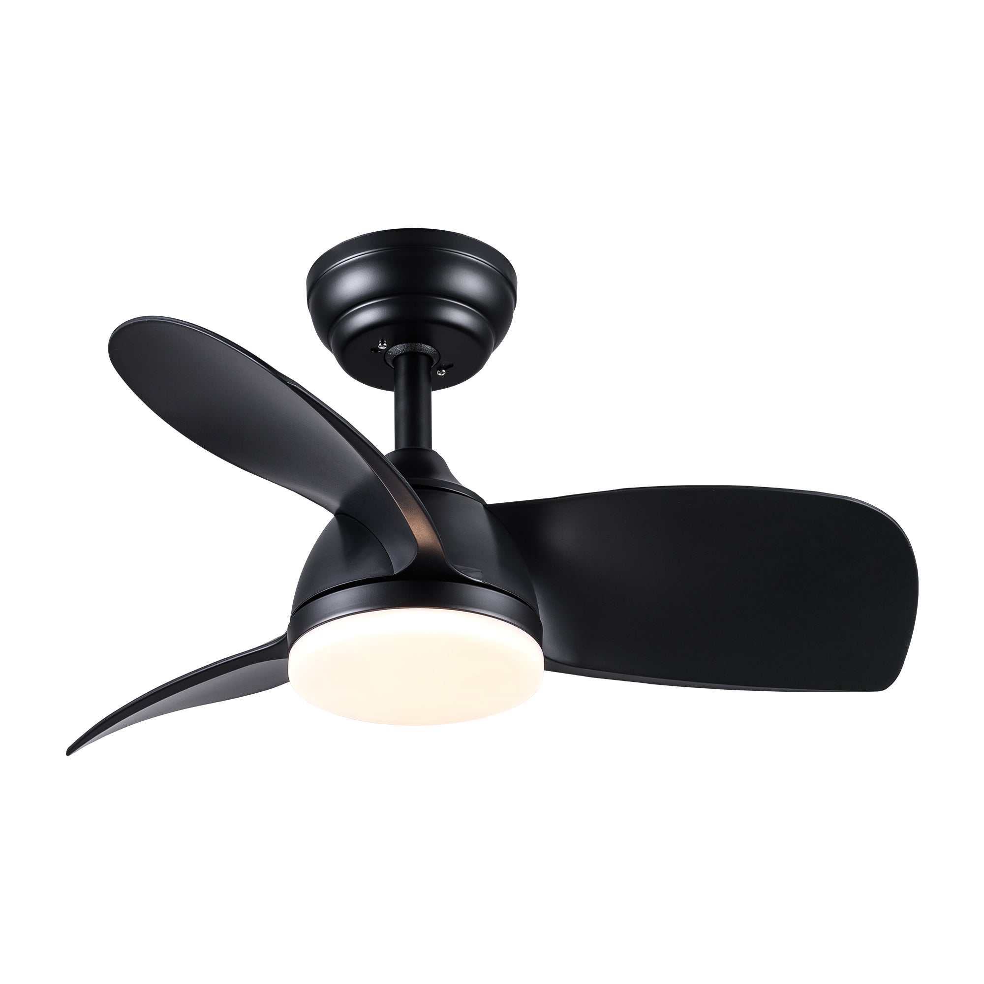 28 Inch Integrated LED Ceiling Fan with Black ABS Blades - Energy Efficient Smart Fan for Bedroom, Living Room & Office (Remote Control, Quiet Operation)