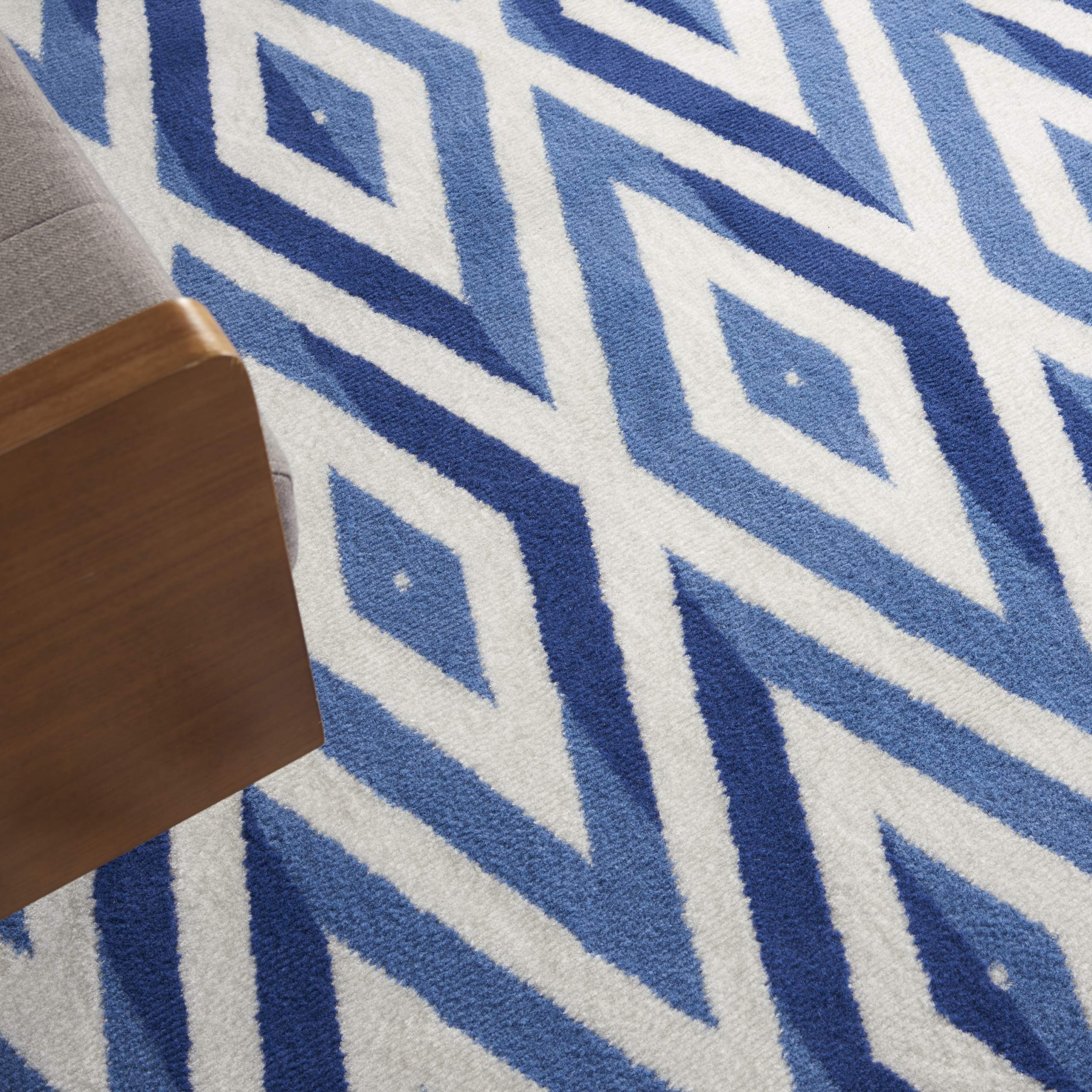 Nourison Whimsicle Diamond Ivory Blue 8' x 10' Area Rug - Easy to Clean, Non-Shedding, Stain Resistant for Bedroom, Living Room, Dining Room & Kitchen | Soft & Durable Indoor Rug for Home Decor (8x10)