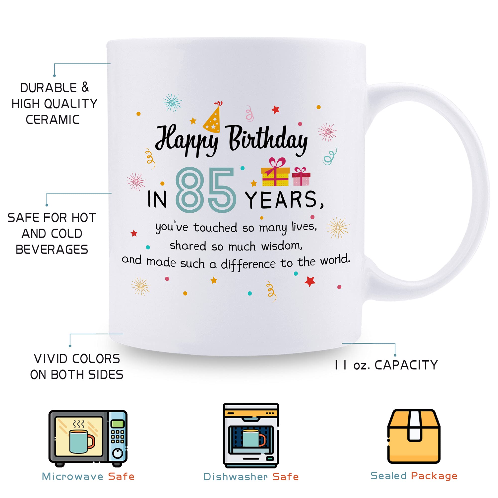 85th Birthday Gifts for Women - Elegant 11 oz Coffee Mug for Teacher, Doctor, Boss, Mom, Grandma, Wife, Sister, Aunt & Coworker - Perfect Retirement & Milestone Celebration Gift - Ideal for Office, Home & Tea Time