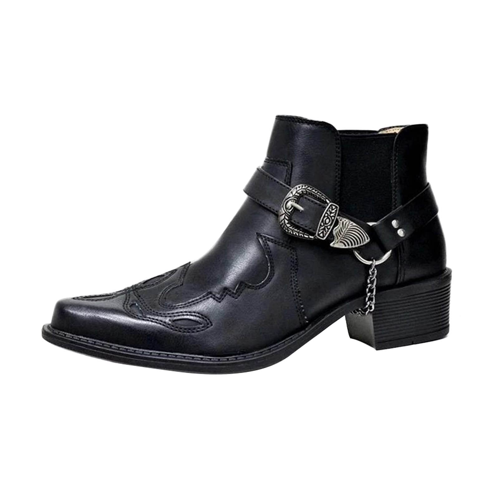Men's Fashion Pointed Toe Ankle Boots with Buckle Strap - Lightweight & Breathable for Casual Wear, Office, and Outdoor Activities