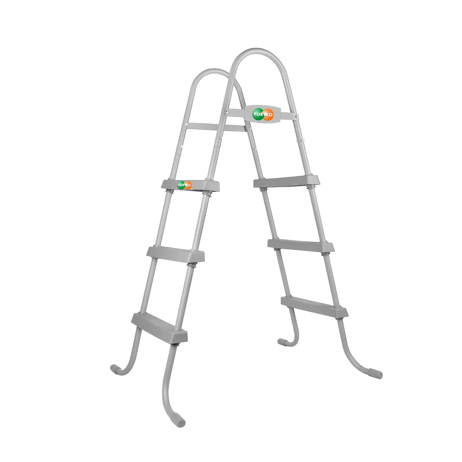 YUEWO 42 Inch 3-Step Steel Frame Above Ground Pool Ladder with Non-Slip Plastic Steps - Heavy Duty Entry/Exit System for Inground & Above Ground Swimming Pools - Perfect for Backyard, Family Use and Summer Outdoor Activities
