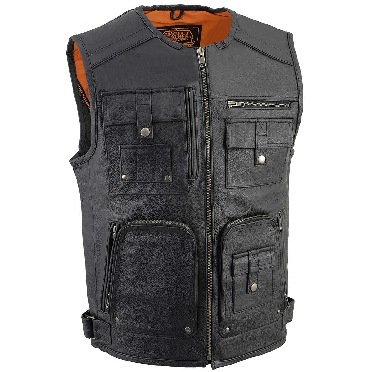 Milwaukee Leather MLM3580 Men's Black Super Utility Multi-Pocket Motorcycle Vest - Durable Biker Vest for Riding, Travel & Outdoor Adventures