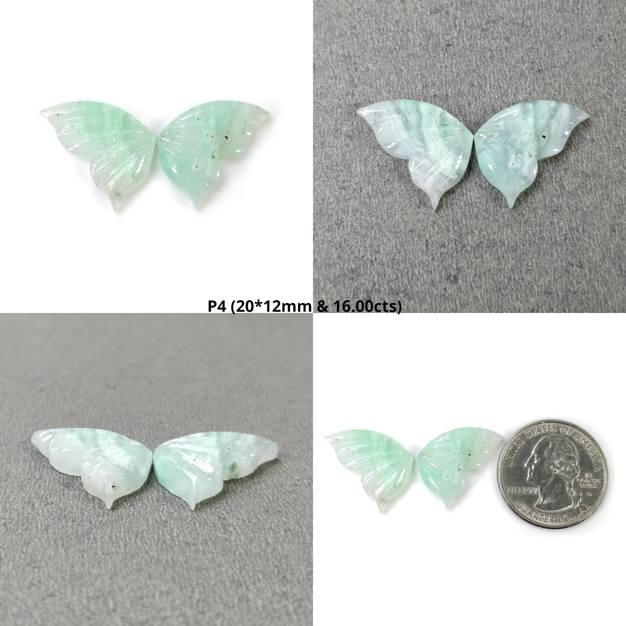 Natural Green Chrysoprase Gemstone Hand-Carved Butterfly Pair - Unheated & Untreated Authentic Stone - Perfect for Jewelry Making, Crystal Healing & Spiritual Gifts (With Video)