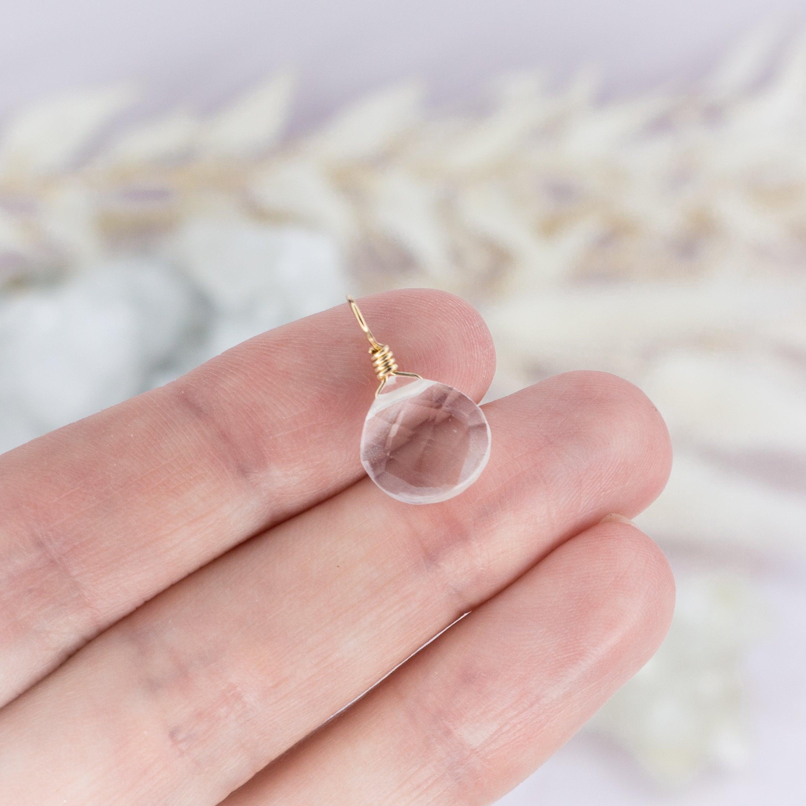 Tiny Crystal Quartz Teardrop Gemstone Pendant Necklace - Elegant Healing Jewelry for Women, Gift for Her | Perfect for Meditation, Yoga & Spiritual Healing