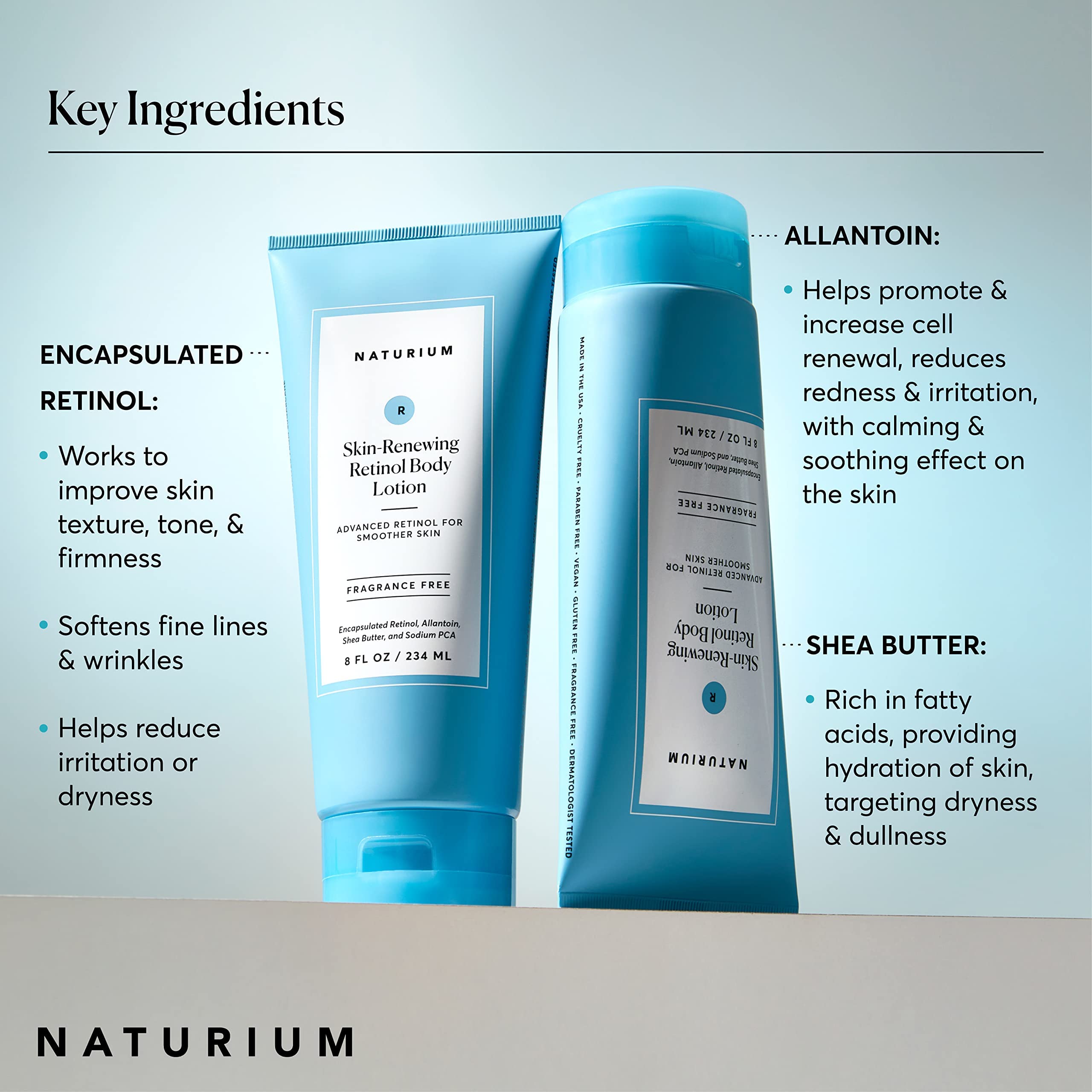 Naturium Retinol Body Lotion for Skin Renewal - Anti-Aging Firming Moisturizer with Encapsulated Retinol & Shea Butter - 8 oz - Perfect for Nighttime Skin Care & Dry Skin Relief