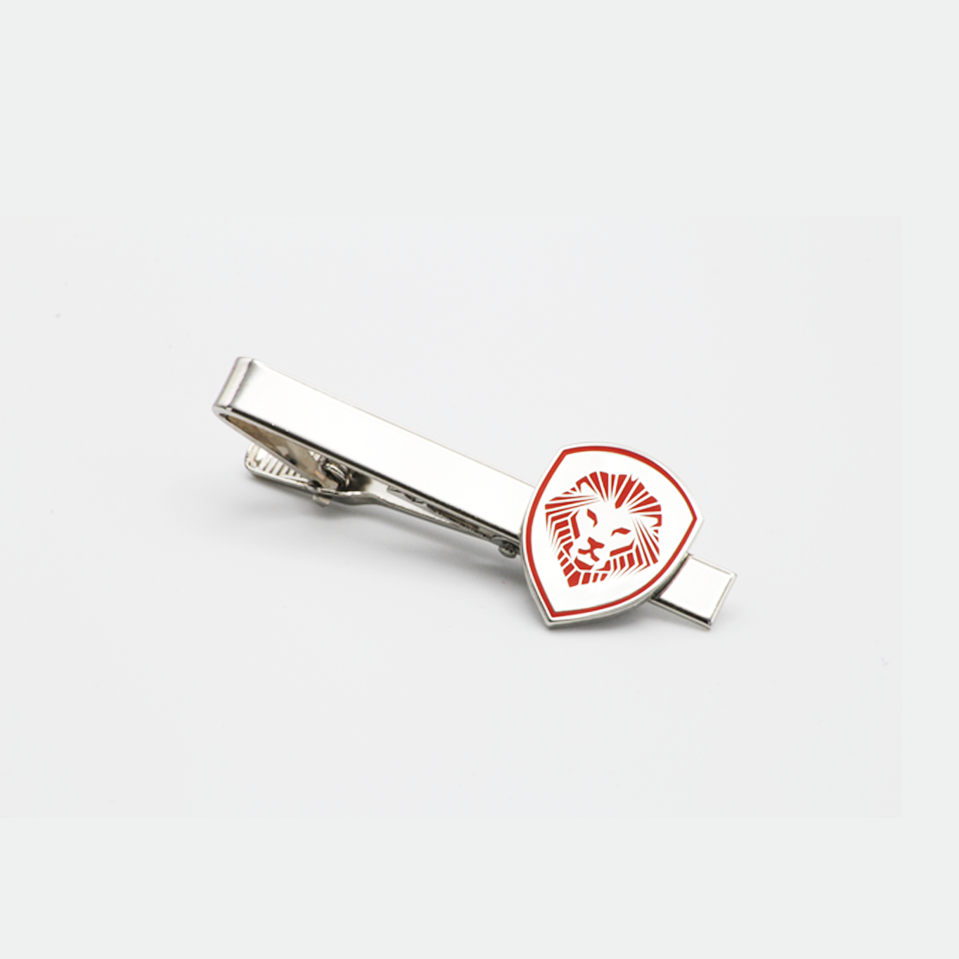 Lion Shield Valuetainment Red & Silver Cufflink & Tie Bar Set for Men - Premium Dress Accessories for Business, Weddings & Formal Events