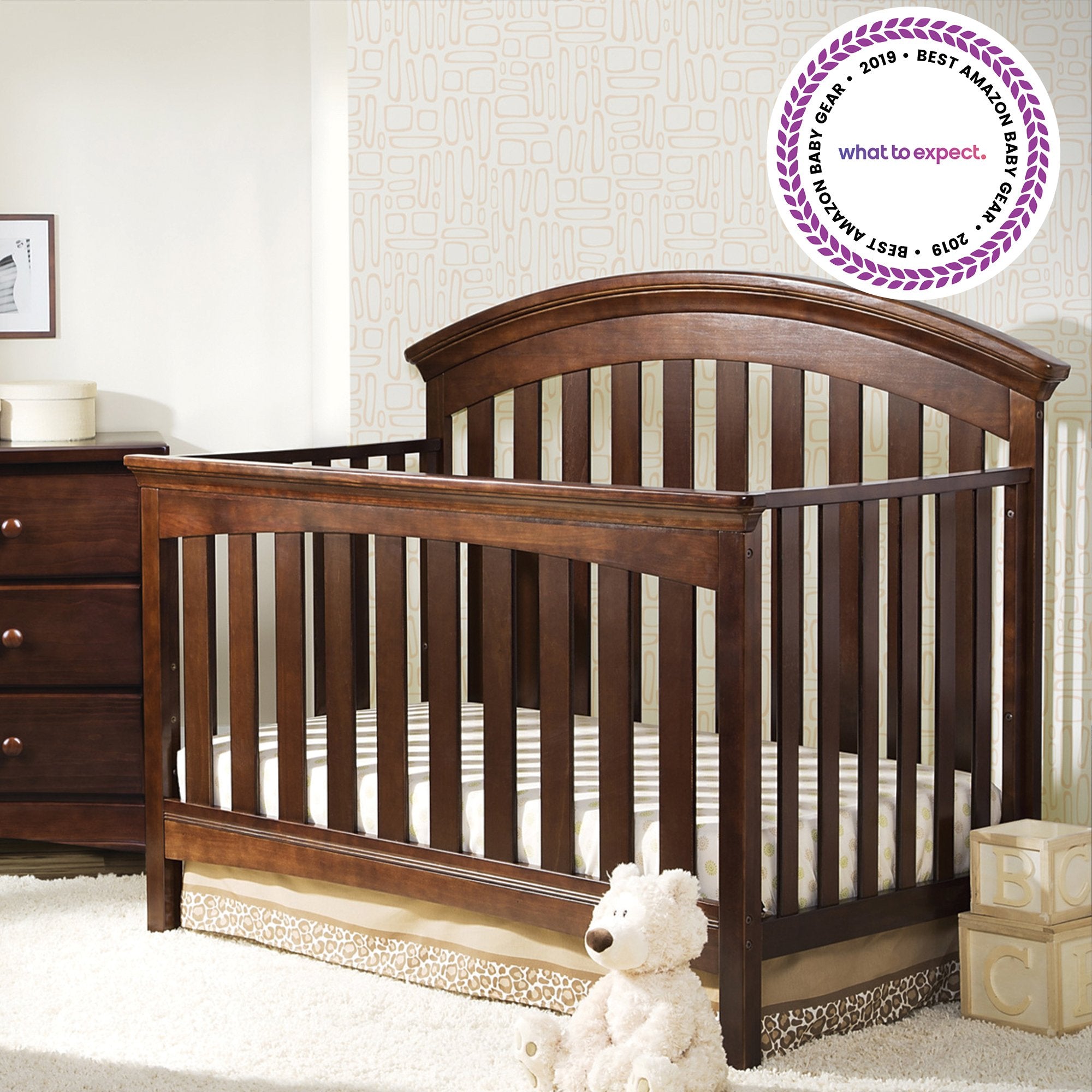 Bentley 4-in-1 Convertible Baby Crib with Toddler Bed, Daybed & Full-Size Bed Conversion - Perfect for Nursery, Bedroom & Guest Room