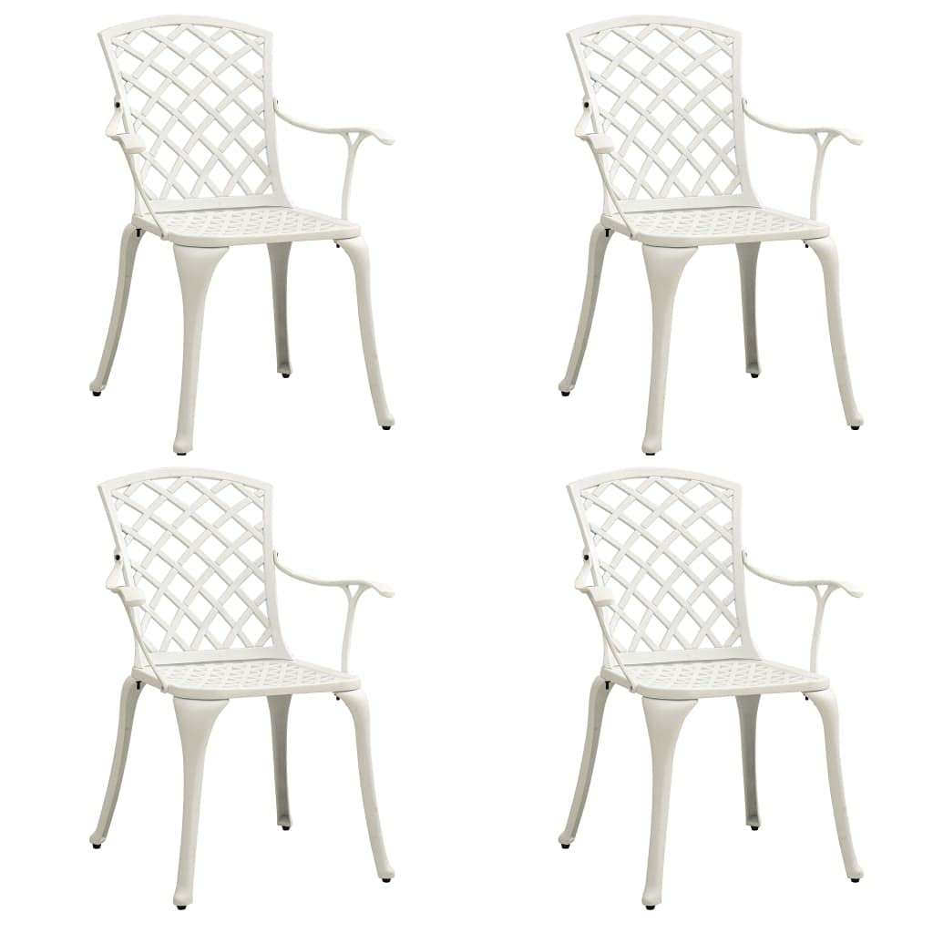 5-Piece Outdoor Bistro Set - All-Weather Cast Aluminum Patio Dining Furniture - White Garden Conversation Set for Backyard, Poolside & Restaurant Use