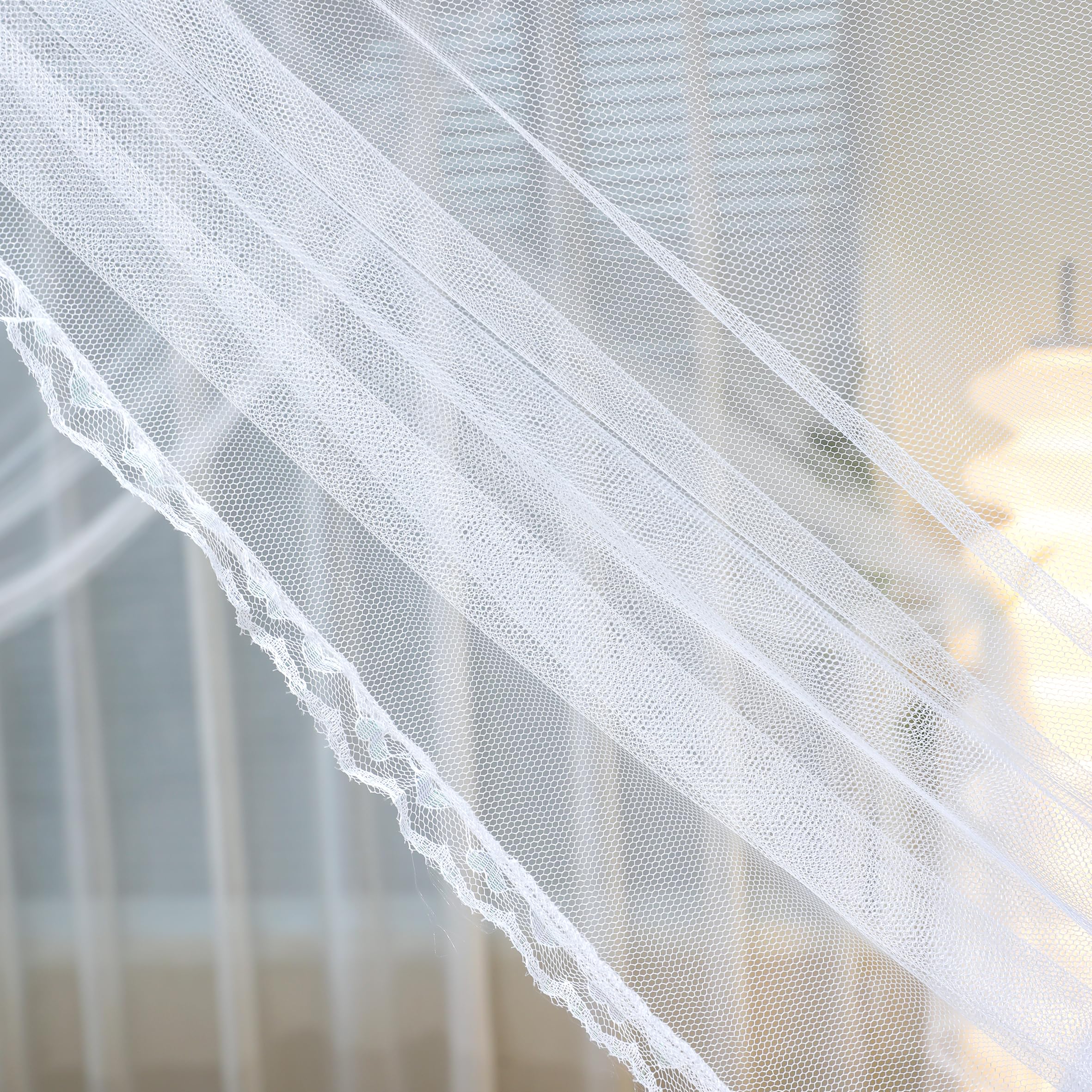 Elegant White King Size Bed Canopy with 3-Door Rectangle Lace Design - Princess Style Bed Curtain Net for Girls & Adults - Perfect for Bedroom Decor, Wedding Nights & Cozy Sleep Retreats