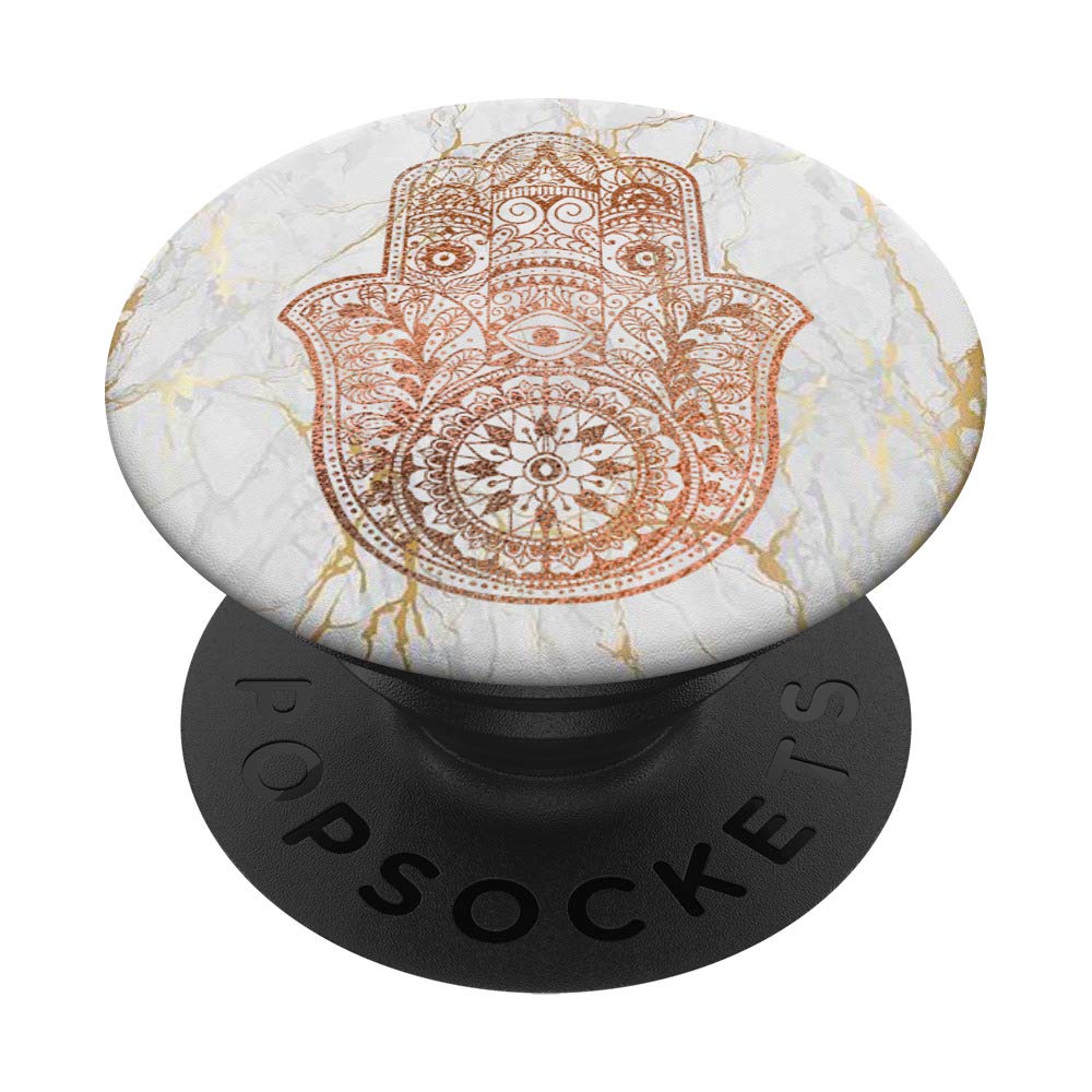 Hamsa Hand PopSockets - Swappable PopGrip with Rose & Yellow White Design for Phones - Perfect for Yoga, Meditation & Spiritual Protection Accessories
