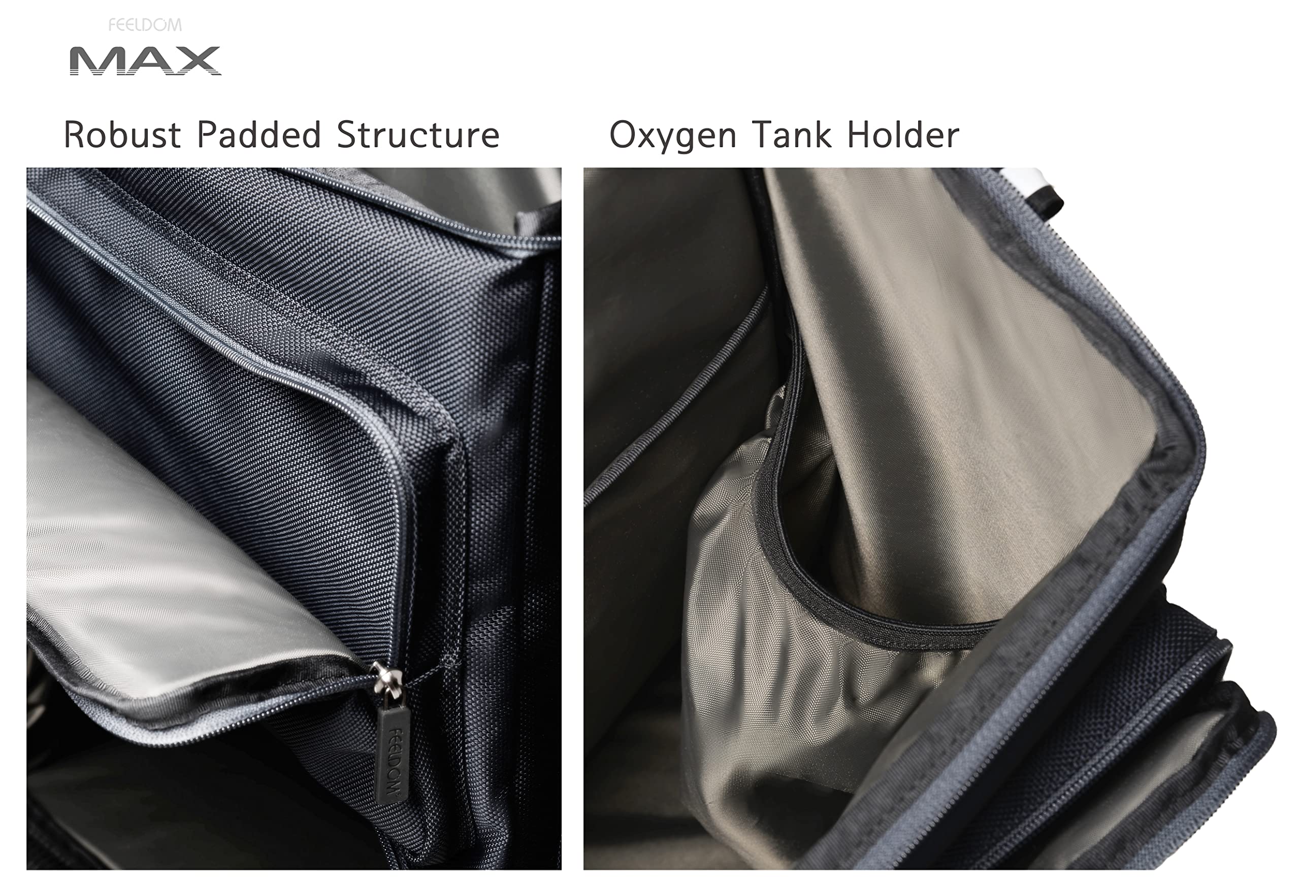 FEELDOM 50L Wheelchair Backpack for Mobility Scooters & Electric Wheelchairs - EZ-Access Feeding Tube & Respirator Compatible - Durable Charcoal Gray Storage Bag for Daily Use, Travel & Medical Supplies