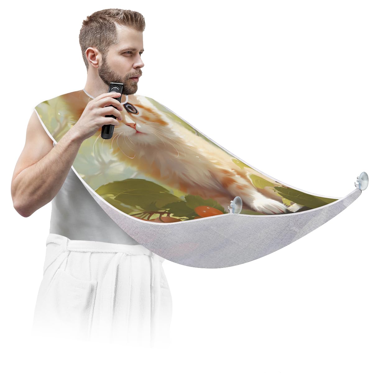 Colorful Cat Beard Shaving Bib for Men & Women - Waterproof Makeup & Hair Dye Apron, Barber Cape for Haircut & Beard Trimming - Sink Hair Catcher & Styling Tool (Perfect for Home Grooming, Salon Use & Gift Ideas)