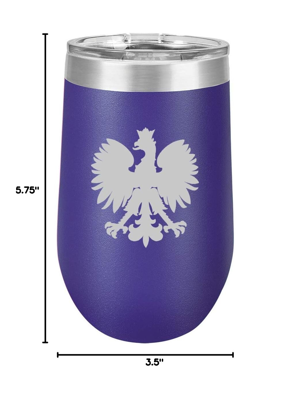 16 oz Double Wall Vacuum Insulated Stainless Steel Wine Tumbler - Stemless Coffee Travel Mug with Lid - Purple Polish Eagle Design - Perfect for Hot/Cold Drinks On-The-Go, Office, Camping & Gifts