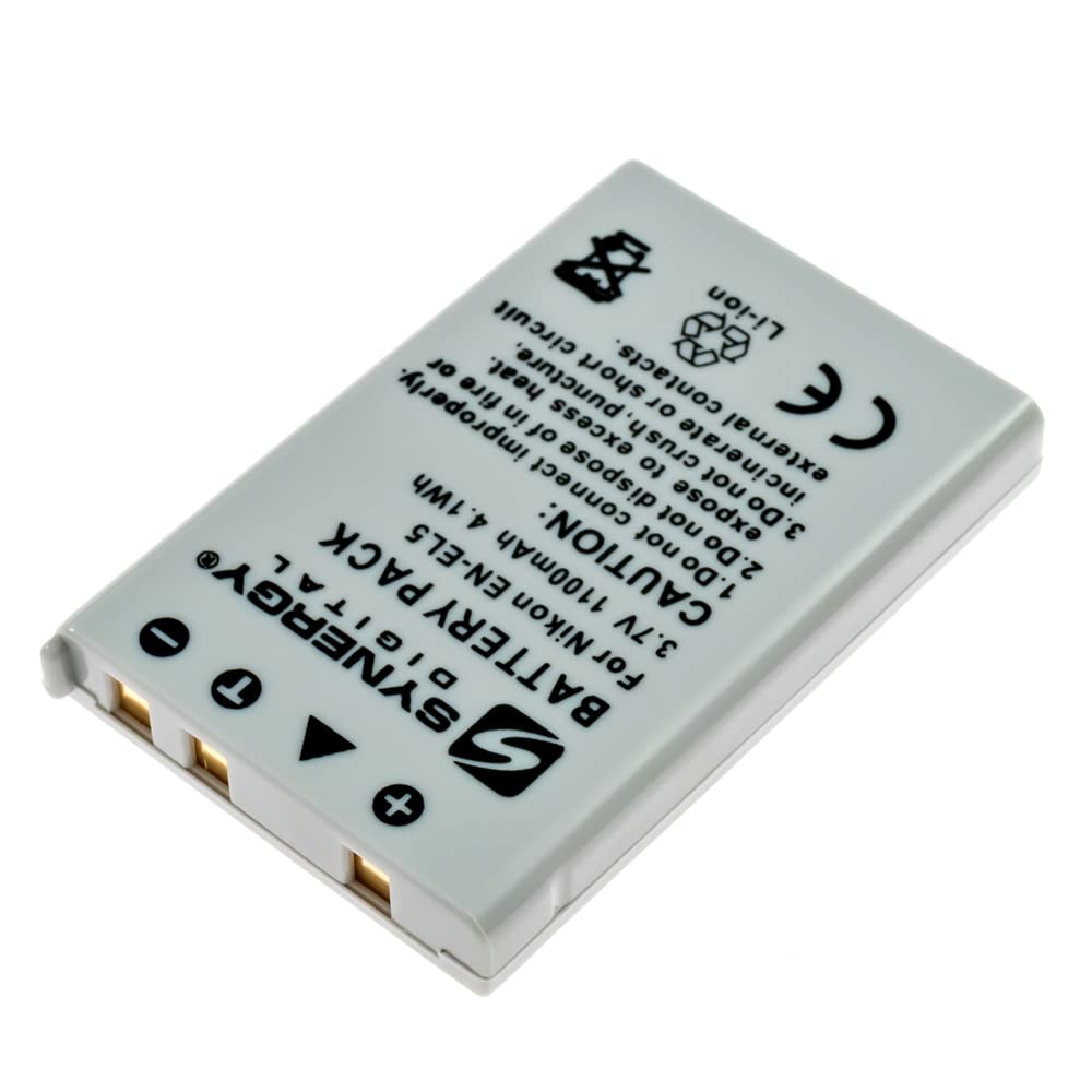 Synergy Digital Camera Battery for Nikon EN-EL5 & ENEL5 - 3.7V 1100mAh Li-ion Replacement Battery (Compatible with Nikon Coolpix Cameras) - Perfect for Travel, Photography, and Everyday Use