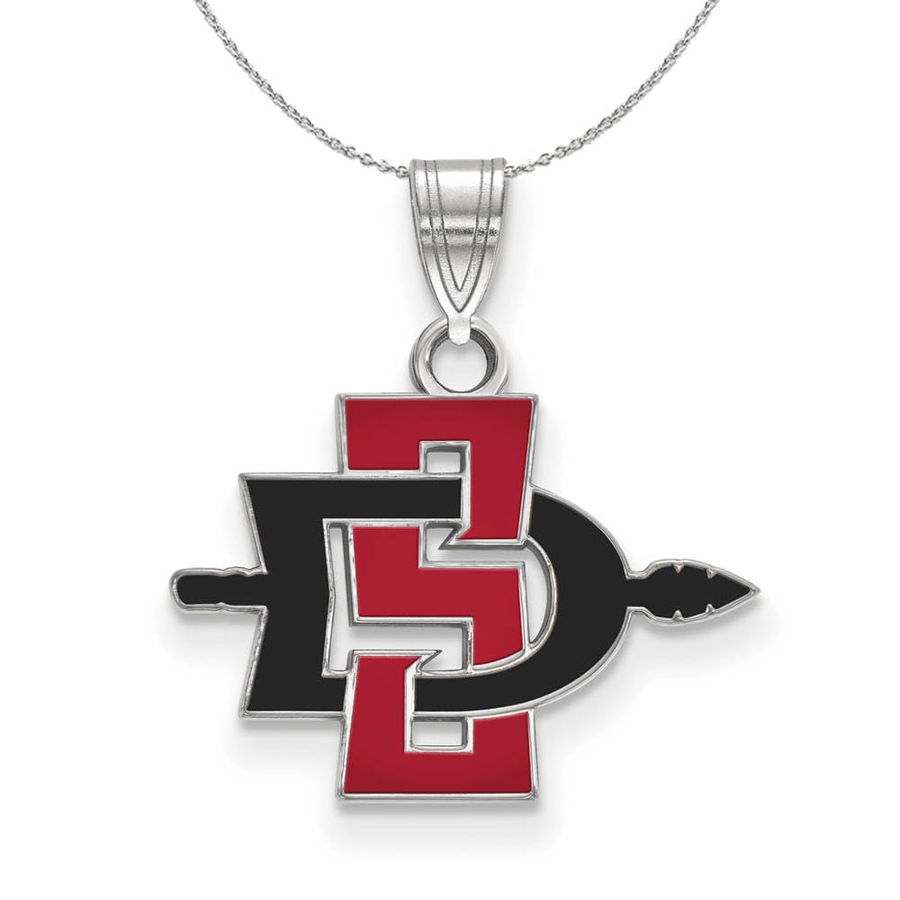 Black Bow Sterling Silver San Diego State Small Pendant Necklace - Perfect for Gifts, Graduation Jewelry & School Spirit Accessories