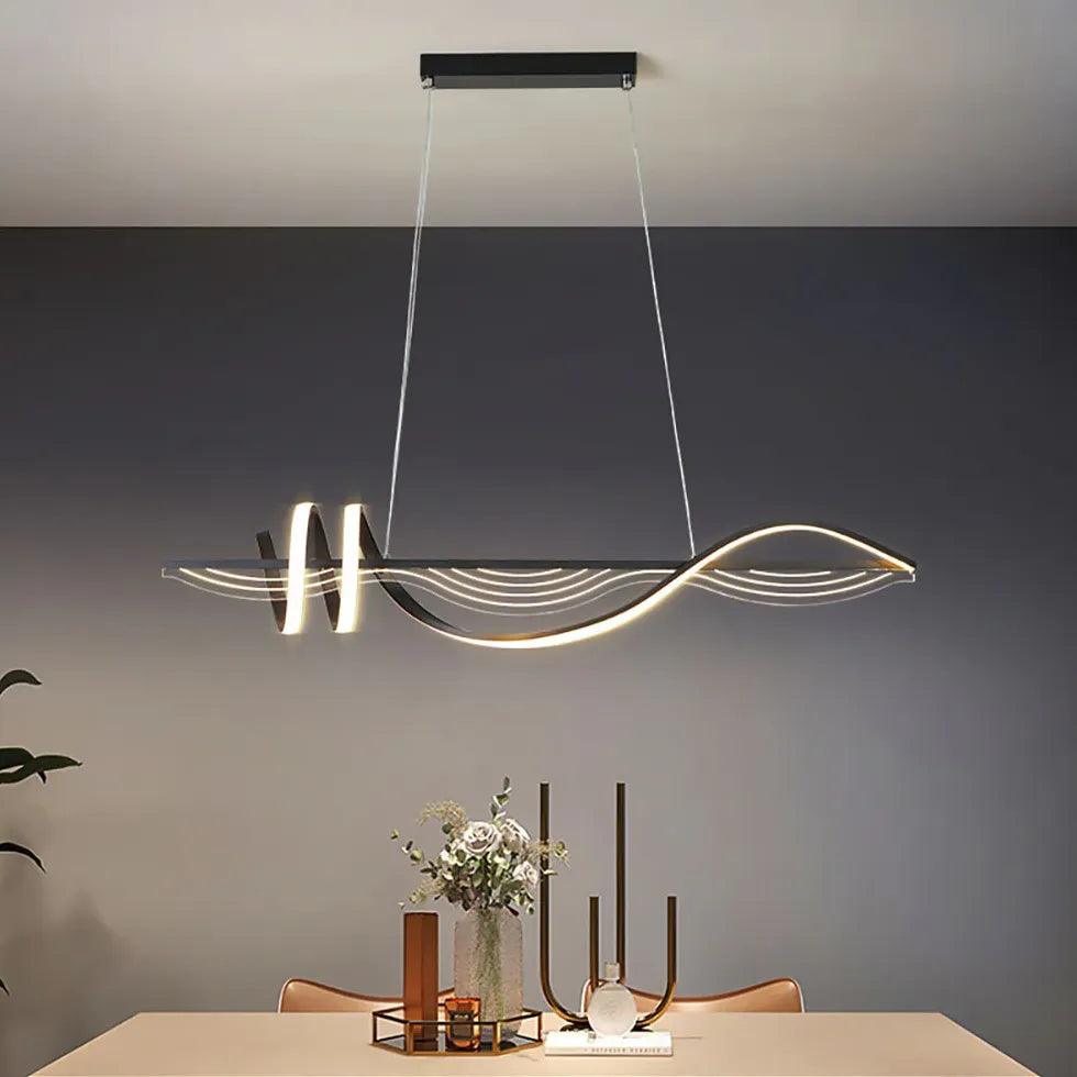 Modern Spiral LED Pendant Light for Dining Room - Elegant Ceiling Lighting Fixture for Kitchen Island, Breakfast Nook & Home Decor
