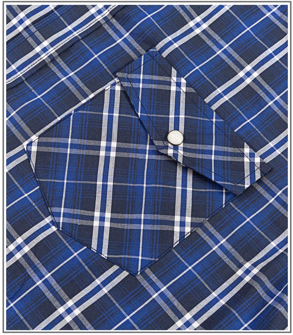 Men's Western Snap Button Plaid Long Sleeve Shirts - Regular Fit Casual Shirt for Cowboy Style, Ranch Work & Country Fashion
