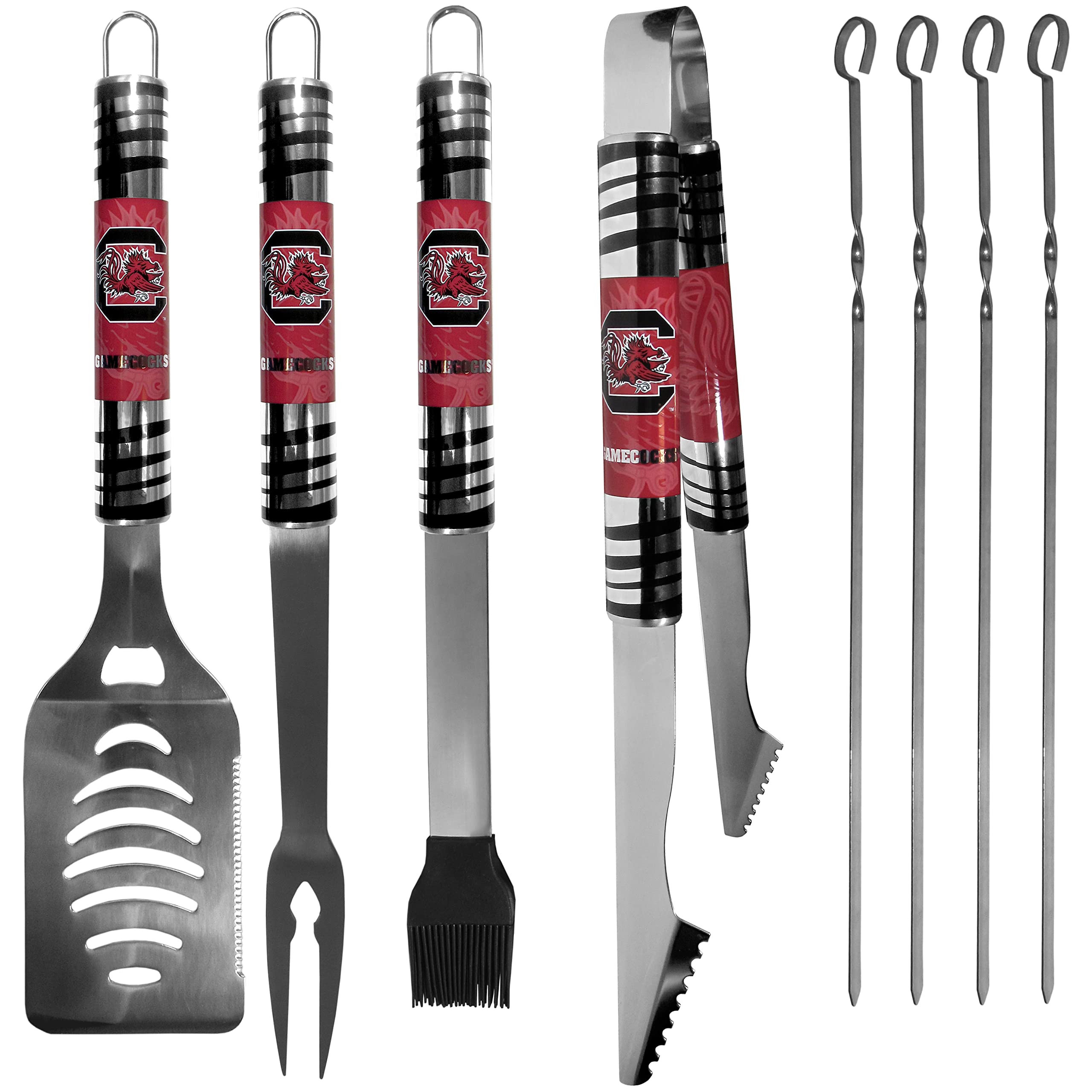 South Carolina Gamecocks 8-Piece Steel BBQ Grill Set with Case - Perfect for Tailgating, Backyard Parties & Outdoor Cooking | NCAA Siskiyou Sports Fan Shop