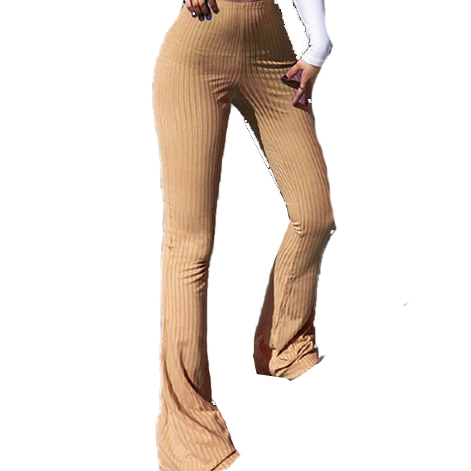 Vintage High Waist Stretch Flare Pants for Women - Casual Bell Bottom Trousers & Jogging Sweatpants - Soft Lounge Wear in Blue | Perfect for Yoga, Running Errands & Relaxing at Home