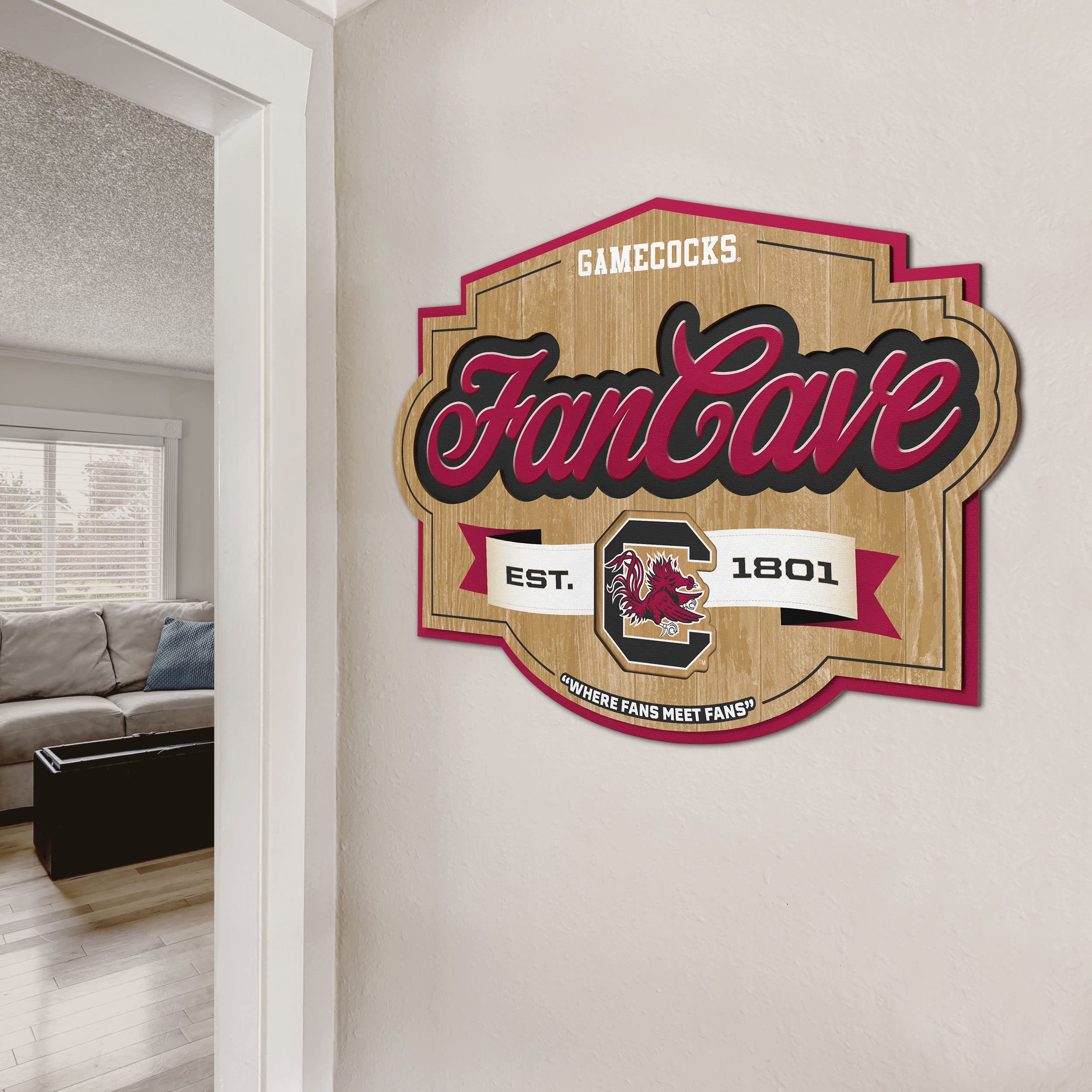 YouTheFan NCAA Fan Cave Sign - Custom College Sports Room Decor for Game Day & Man Cave - Perfect for Football, Basketball & Tailgating Parties