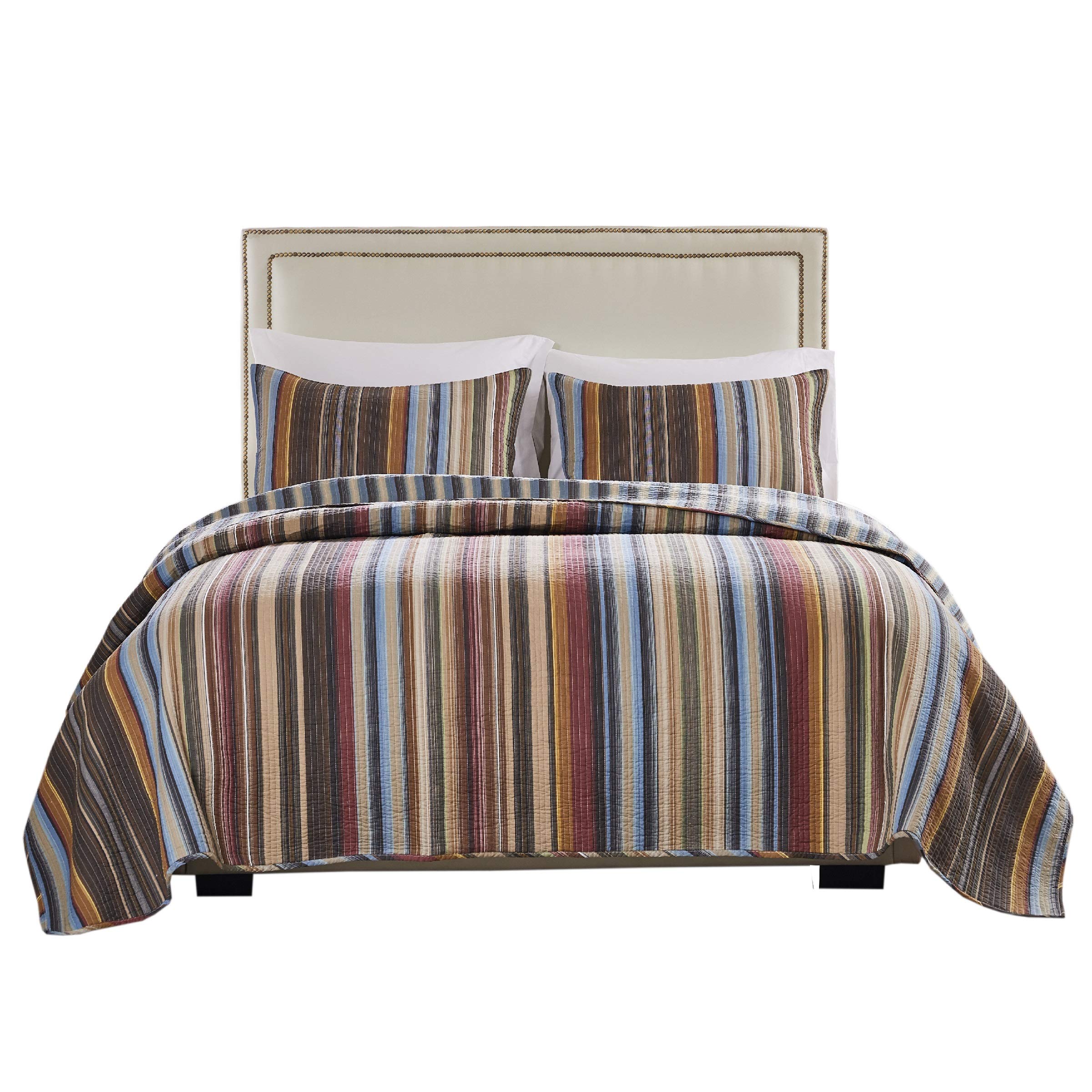 Greenland Home Durango 100% Cotton Reversible Quilt Set - 2-Piece Twin/XL Size, Earth Tones - Soft & Breathable Bedding for Cozy Comfort - Perfect for Guest Rooms, Dorms, and Everyday Use