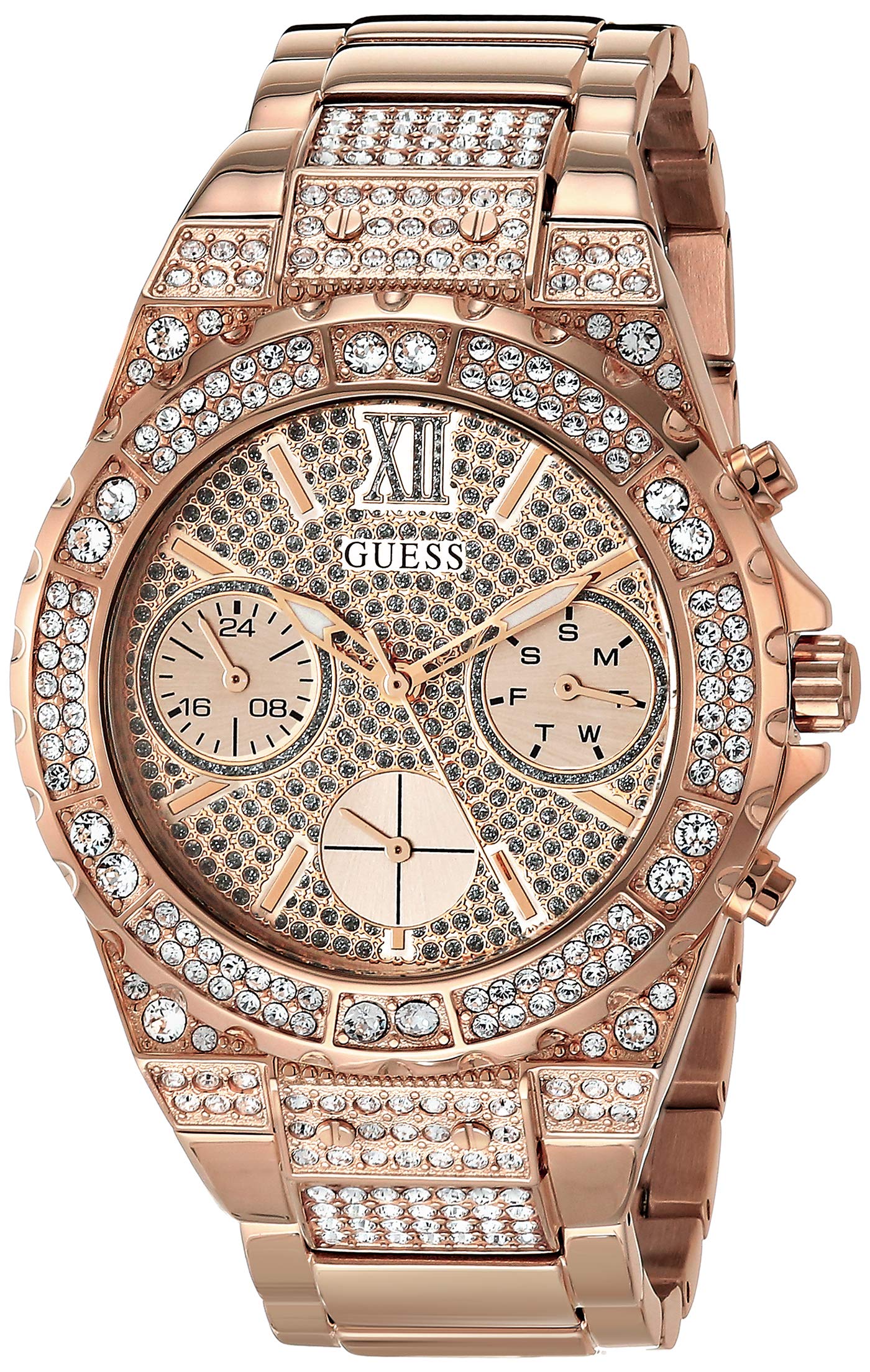 Guess 39.5MM Women's Crystal Watch with Genuine Swarovski Elements - Elegant Dress Watch for Formal Events & Evening Occasions