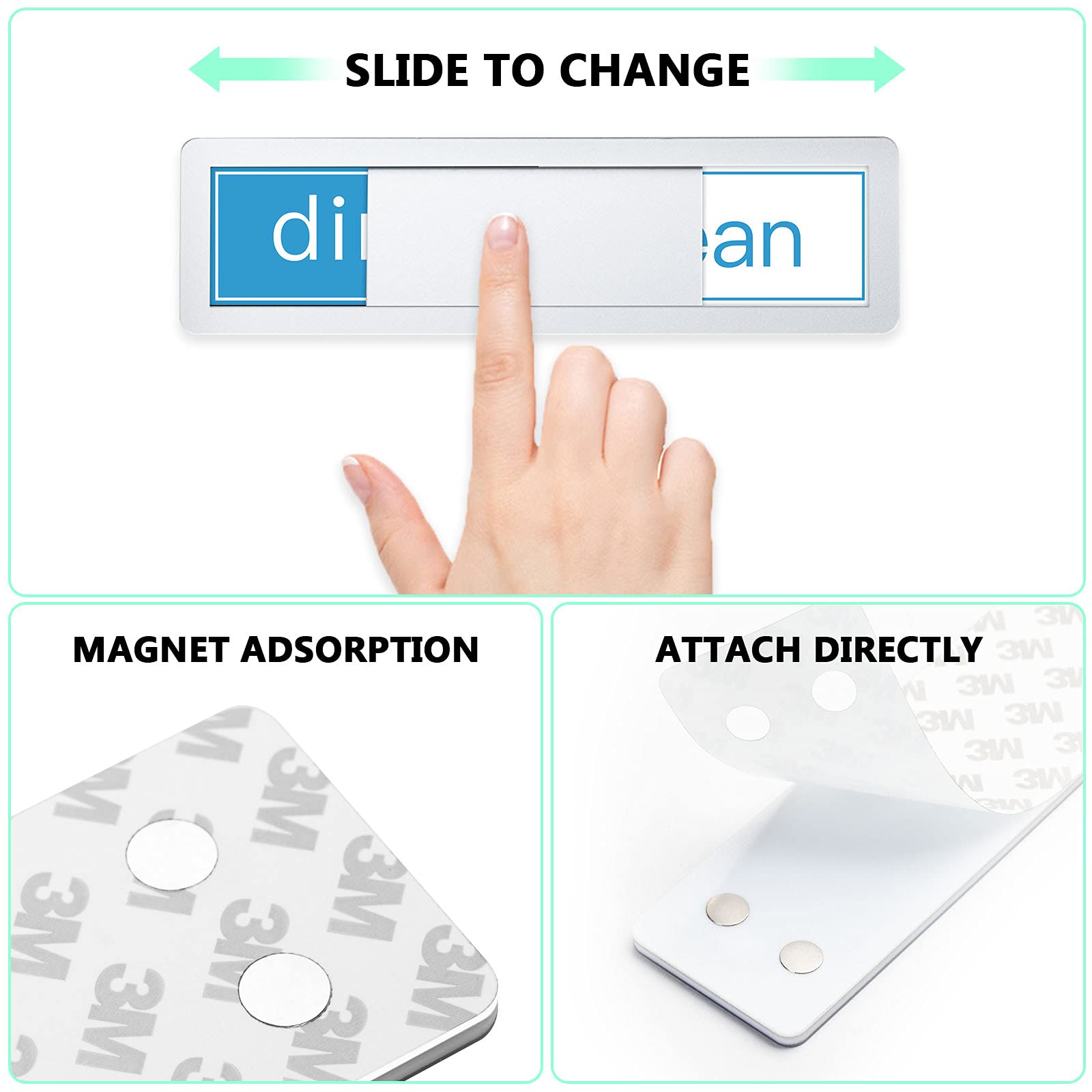 Silver Universal Dishwasher Clean/Dirty Indicator Magnet - Super Strong Refrigerator Magnet with Adhesive Back for Kitchen Organization - Perfect for Homes, Restaurants & Dorm Rooms