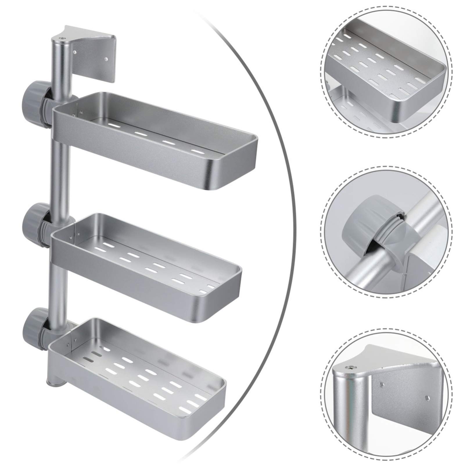 VOSAREA 360° Rotating Spice Rack Organizer - Adjustable Foldable Wall Mount Kitchen Shelf for Seasonings & Condiments - No Drill Installation - Perfect for Small Spaces & Pantry Organization