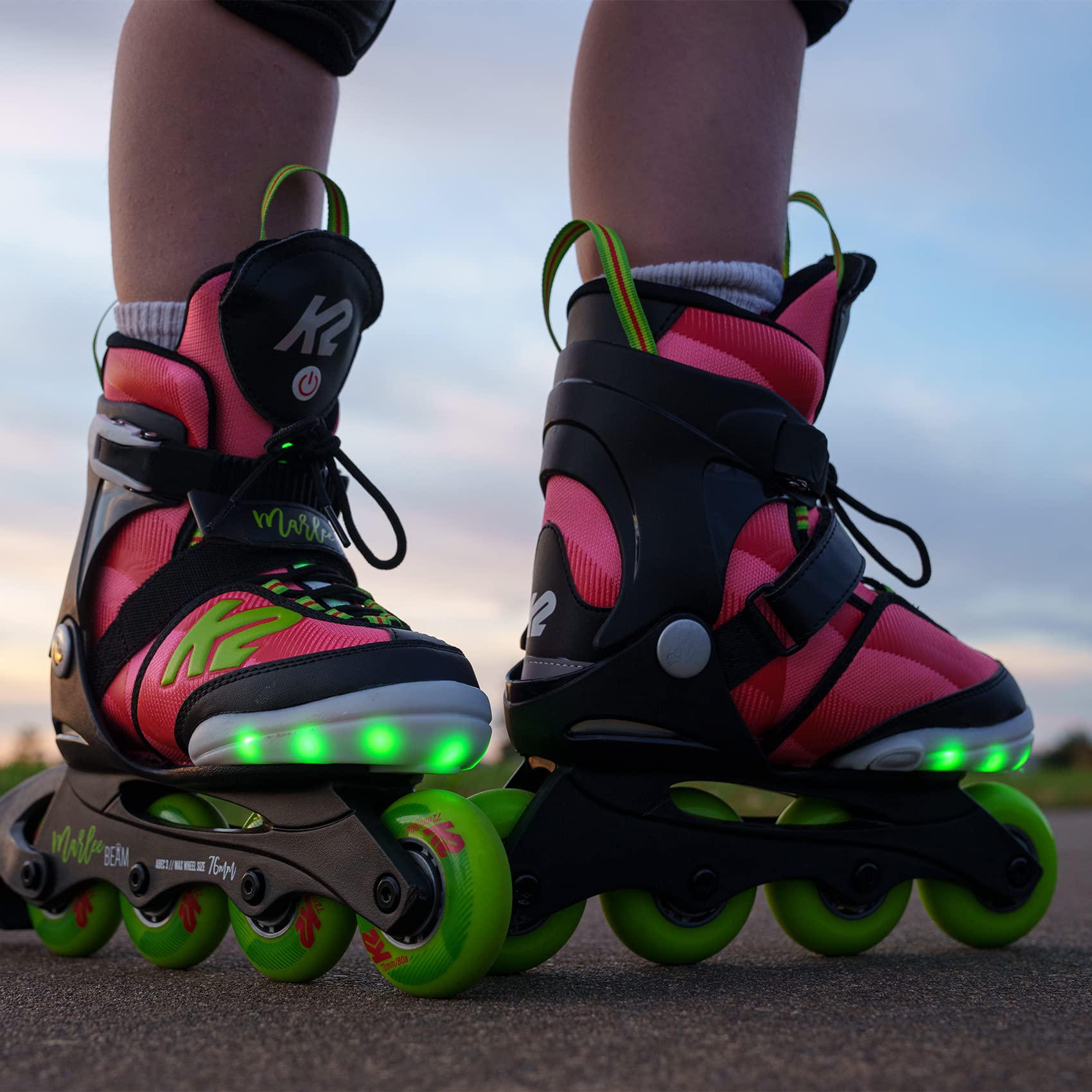 K2 Marlee Beam Adjustable Inline Skates for Girls - Lightweight Rollerblades with Comfortable Fit for Outdoor Skating, Park Rides & Fitness Training