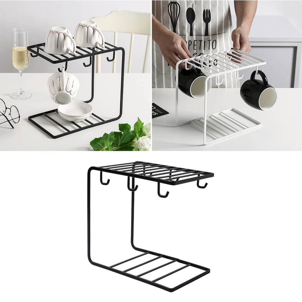 DOITOOL 1-Piece Cup Holder Stand - Tea & Coffee Mug Organizer, Wine Glass Display Rack with Drain Plate - Perfect for Kitchen Countertop, Bar, Restaurant & Office Storage