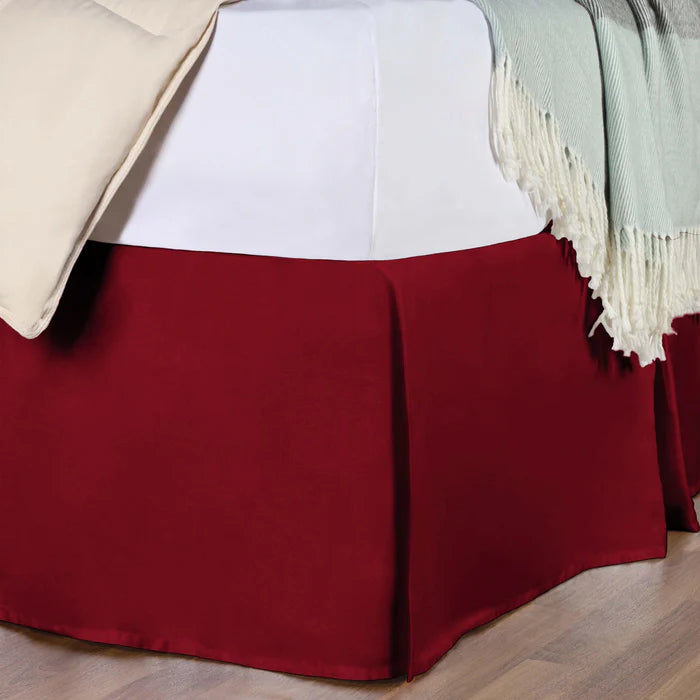 Premium Egyptian Cotton 300 Thread Count Solid Bed Skirt - Queen Size, Fitted Dust Ruffle for Luxury Bedroom Decor & Hotel Style Bedding