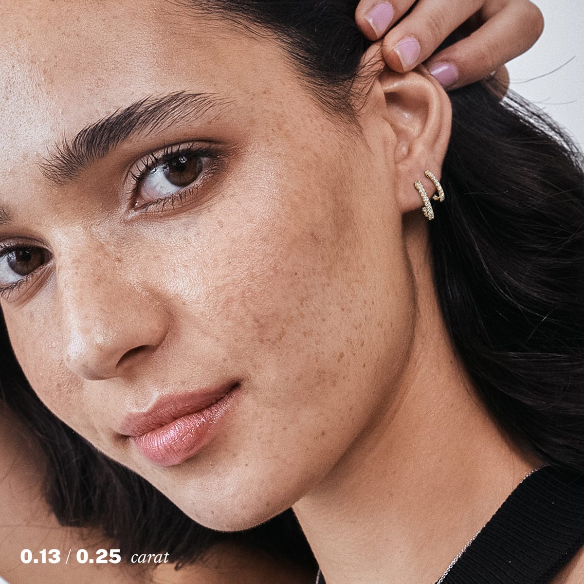1/4 Carat Diamond Hoop Earrings for Women - 14K Gold Huggie Hoops - Perfect for Everyday Wear, Parties & Gifts