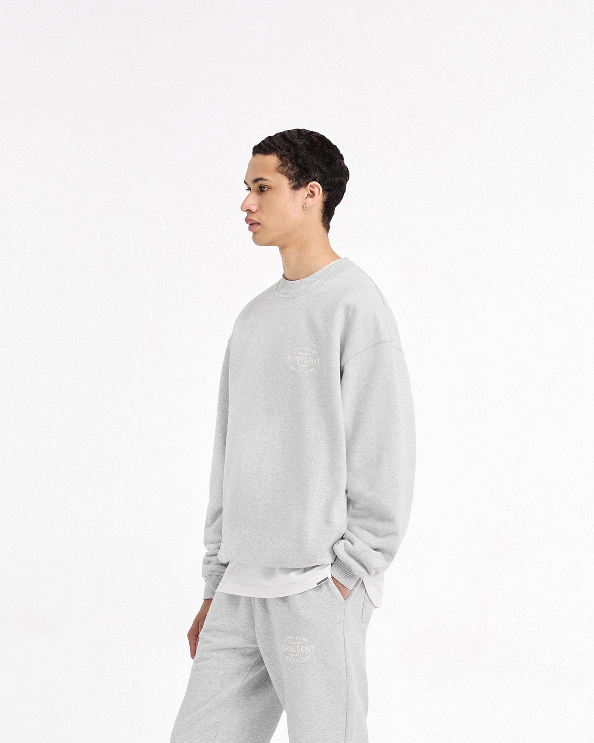 Represent Owners Club Stamp Sweater - Ash Grey | Premium Streetwear Pullover for Men & Women | Perfect for Casual Outfits, Street Style & Winter Layering