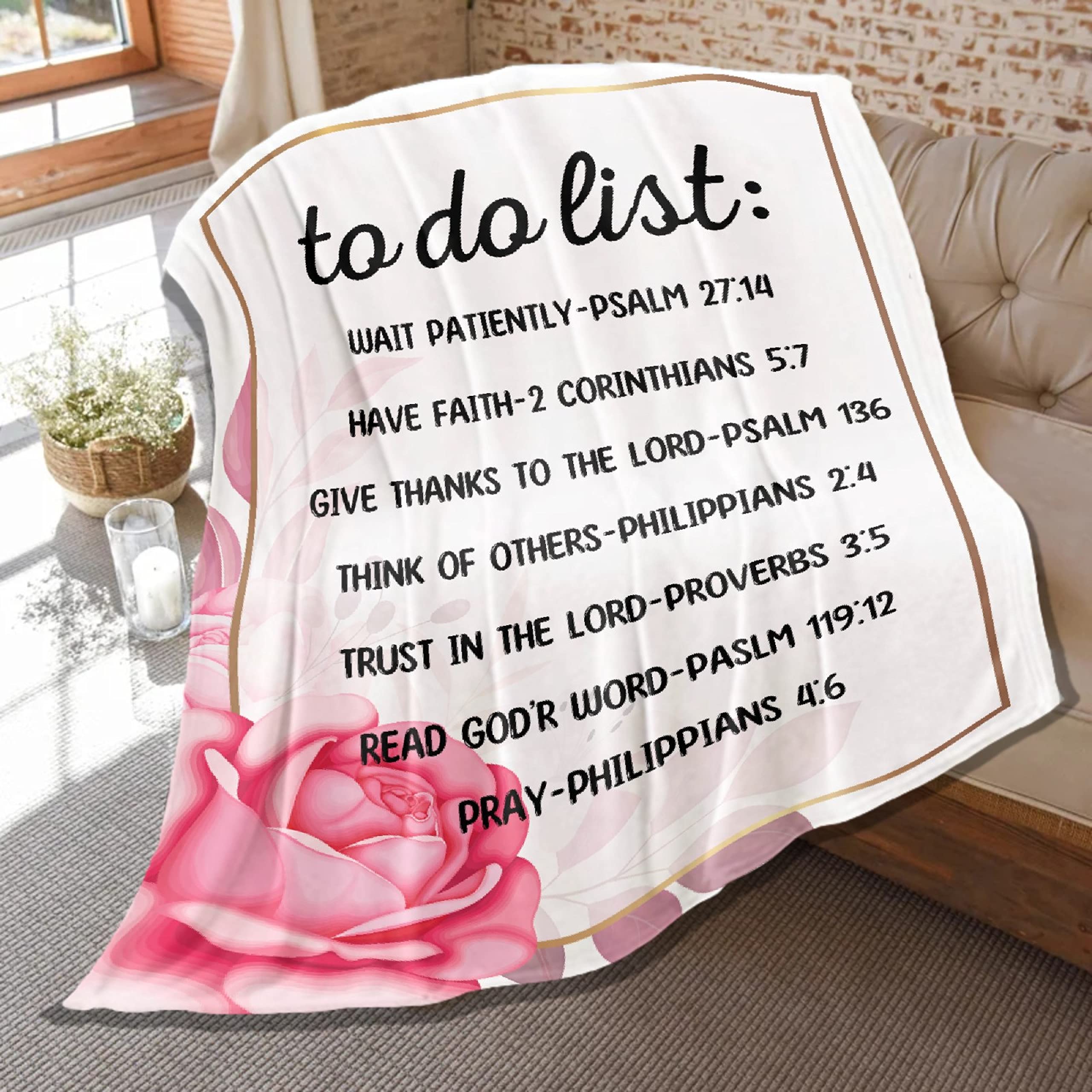 Soft Spiritual Blanket with Encouraging Bible Verse - Extra Large 120