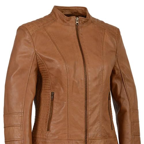 Milwaukee Leather Women's Black Zip Front Stand Collar Motorcycle Jacket SFL2860 - Stylish Biker Jacket for Riding & Casual Wear