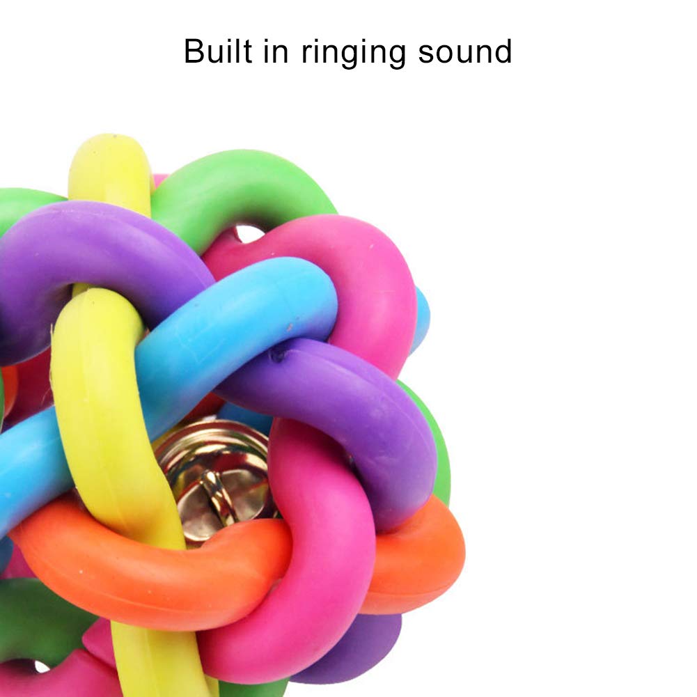 Durable Dog Chew Toy with Bell Sound - Colorful Woven Ball for Puppy Teeth Cleaning & Training - Interactive Pet Toy for Small & Medium Dogs - Perfect for Playtime, Teething Relief & Mental Stimulation