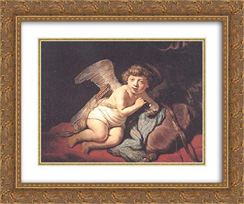 Rembrandt Cupid Blowing Soap Bubbles 24x20 Gold Ornate Framed Art Print - Double Matted Museum Quality Wall Decor for Living Room, Bedroom & Office