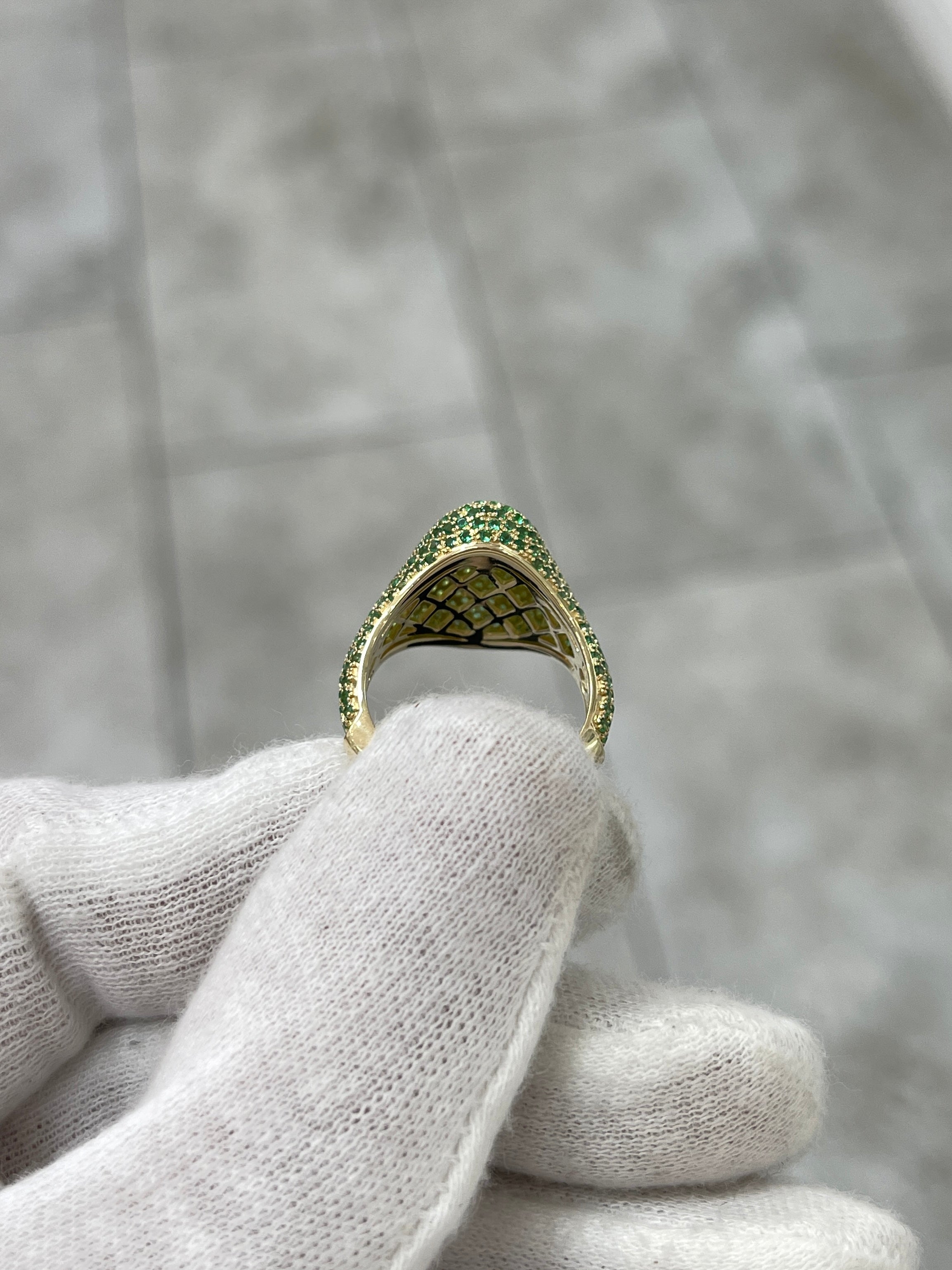 2.01 Carat Total Weight (CTW) Emerald Pave Signet Ring in 14K Gold - Elegant Jewelry for Women, Perfect for Weddings, Anniversaries & Special Occasions