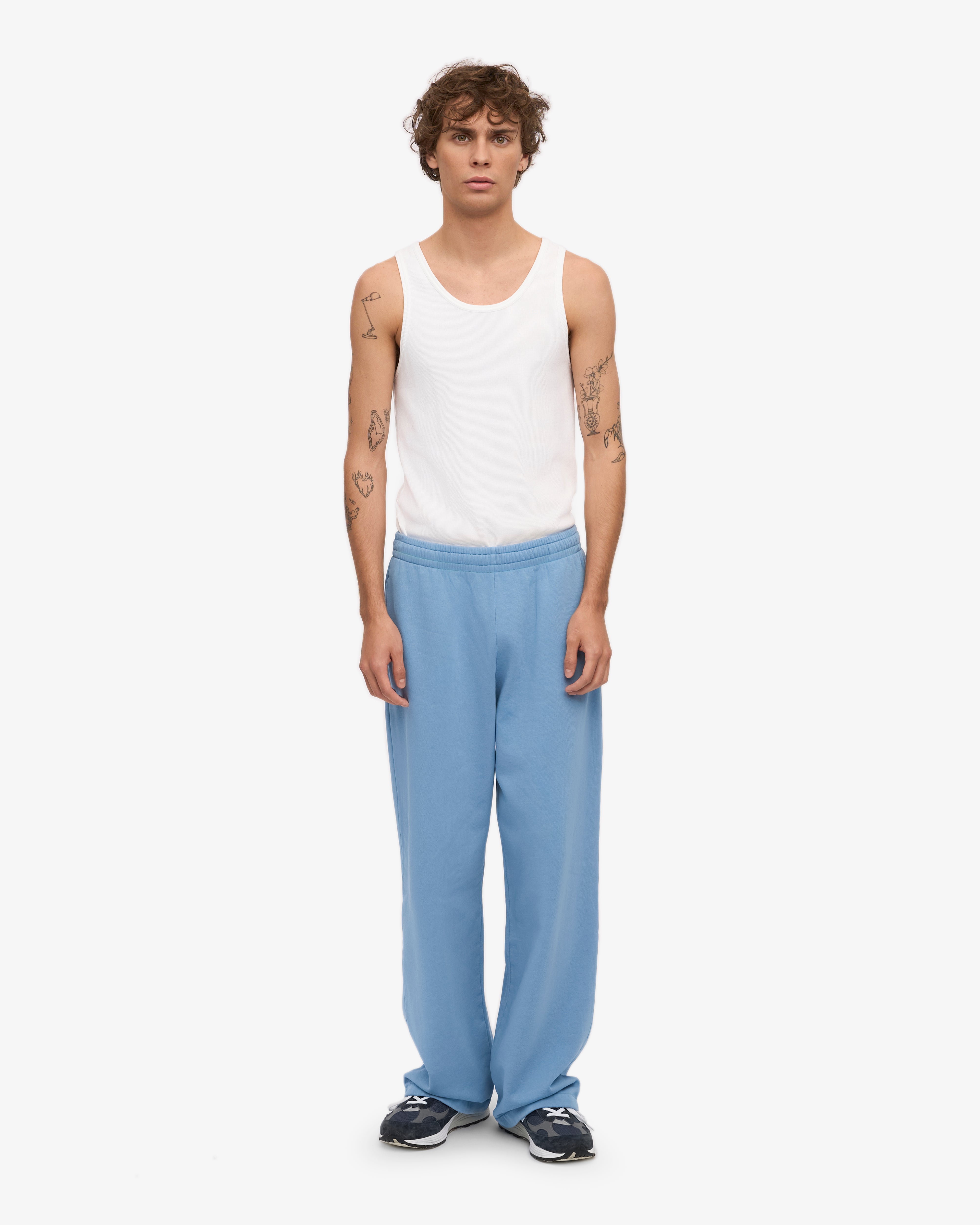 Organic Straight Leg Sweatpants for Women - Soft Comfortable Lounge Pants in Seaside Blue - Perfect for Yoga, Running & Casual Wear
