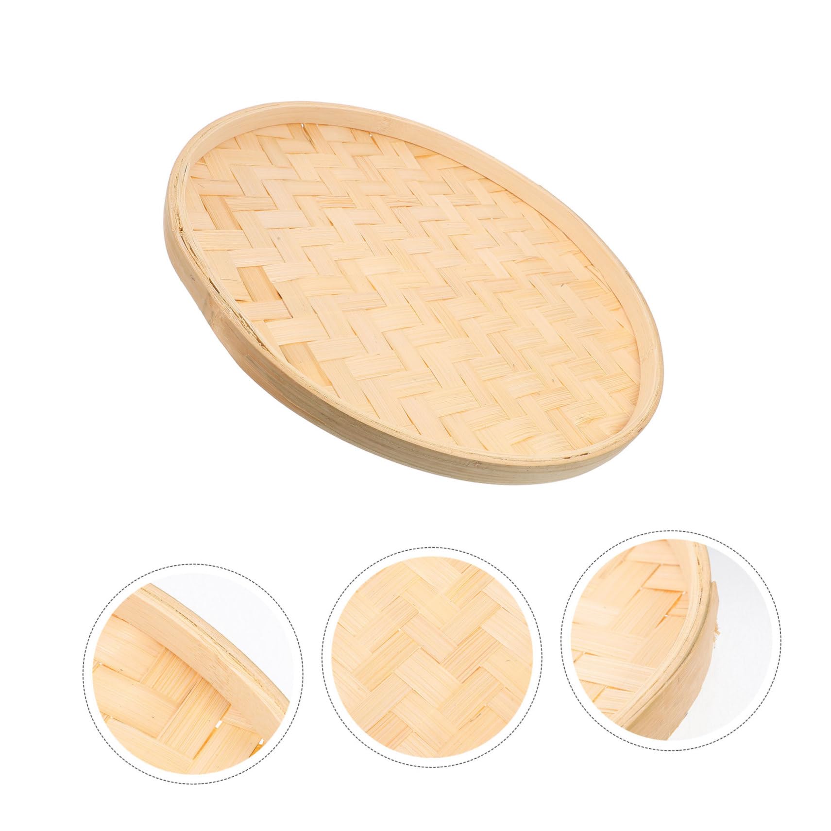 Exceart Round Bamboo Serving Tray - Wooden Cheese Plate with Rattan Hoops for Charcuterie, Appetizers & Food Display - Perfect for Entertaining, Weddings, Picnics & Home Decor