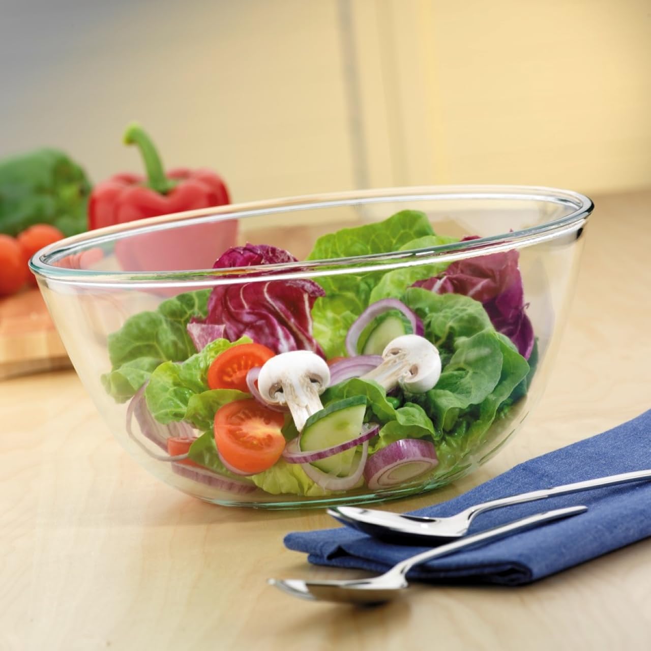 Heat-Resistant Simax Glass Salad Bowl - 3.5L Clear Borosilicate Glass Mixing Bowl for Kitchen, Baking & Serving - Perfect for Salads, Meal Prep & Entertaining