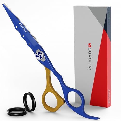 Professional Hair Cutting Scissors for Barbers & Stylists - Sharp Hairdressing Shears for Women & Men - Precision Barber Scissors in Yellow & Blue - Perfect for Salon, Home Haircuts & Styling