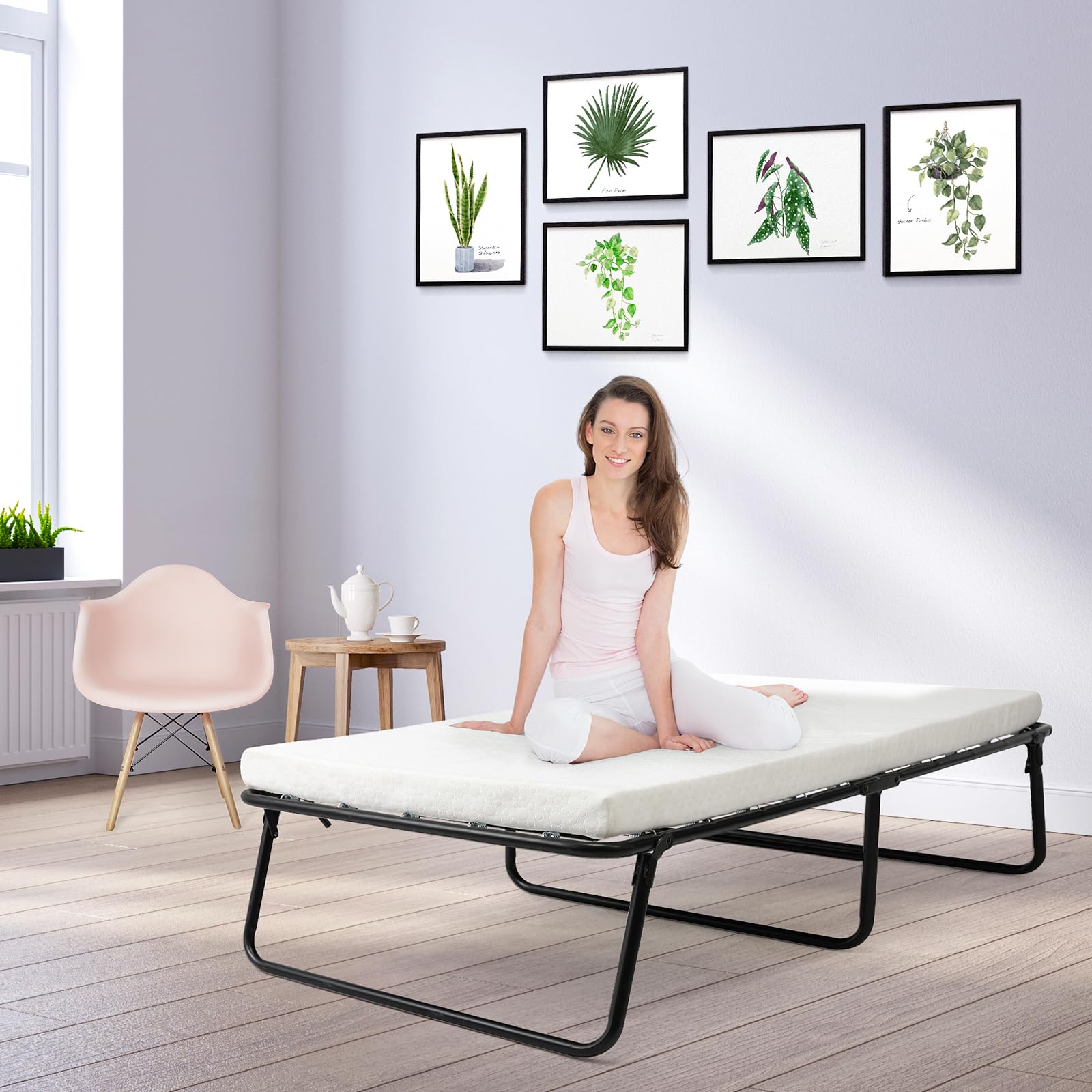 LIFERUN Folding Bed with Memory Foam Mattress - 75