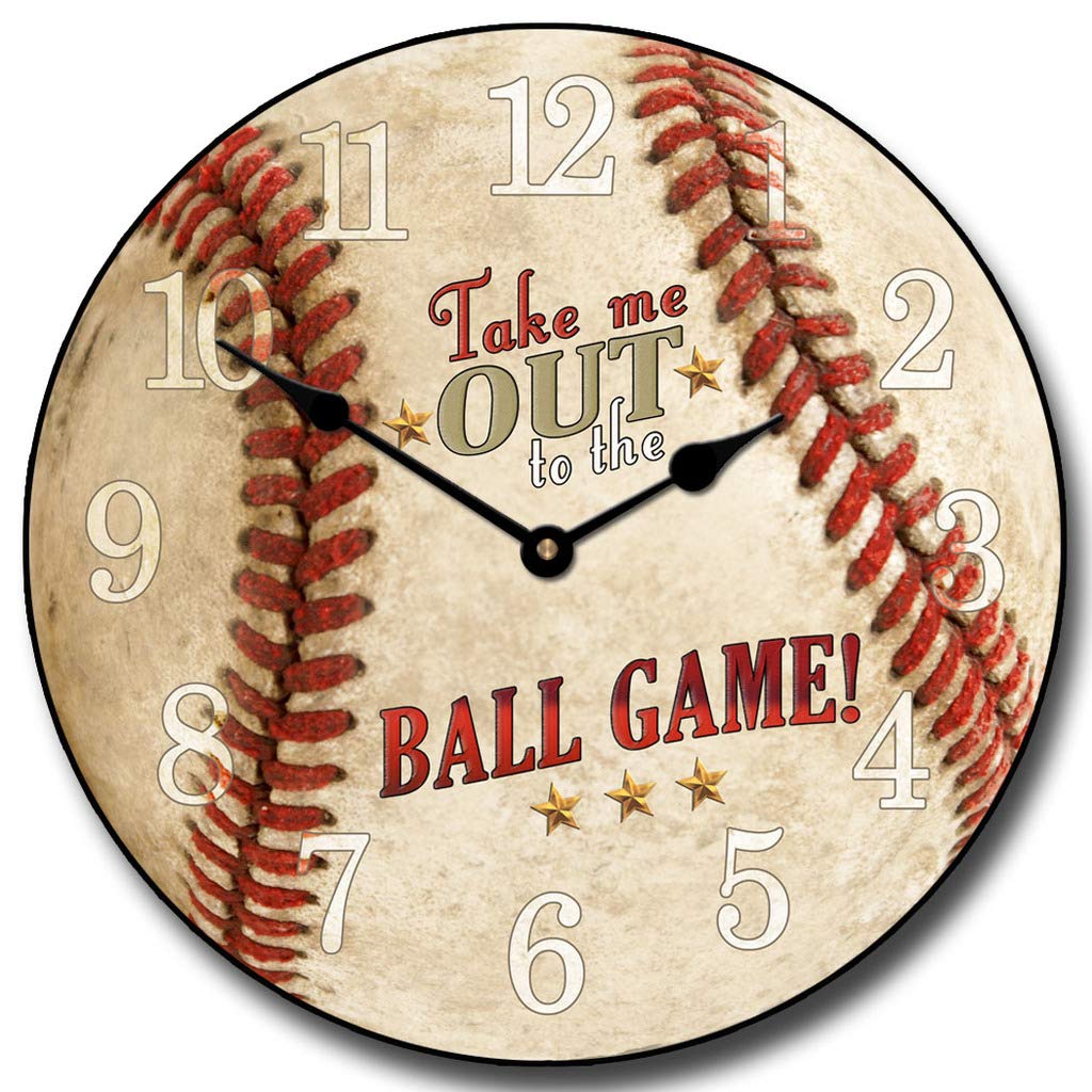 Take Me Out to The Ballgame Wall Clock - Ultra Quiet Quartz Mechanism, Handmade in USA, Durable Vibrant Colors - 8 Size Options (24-Inch) - Perfect for Home, Office, Game Room & Baseball Fan Gifts